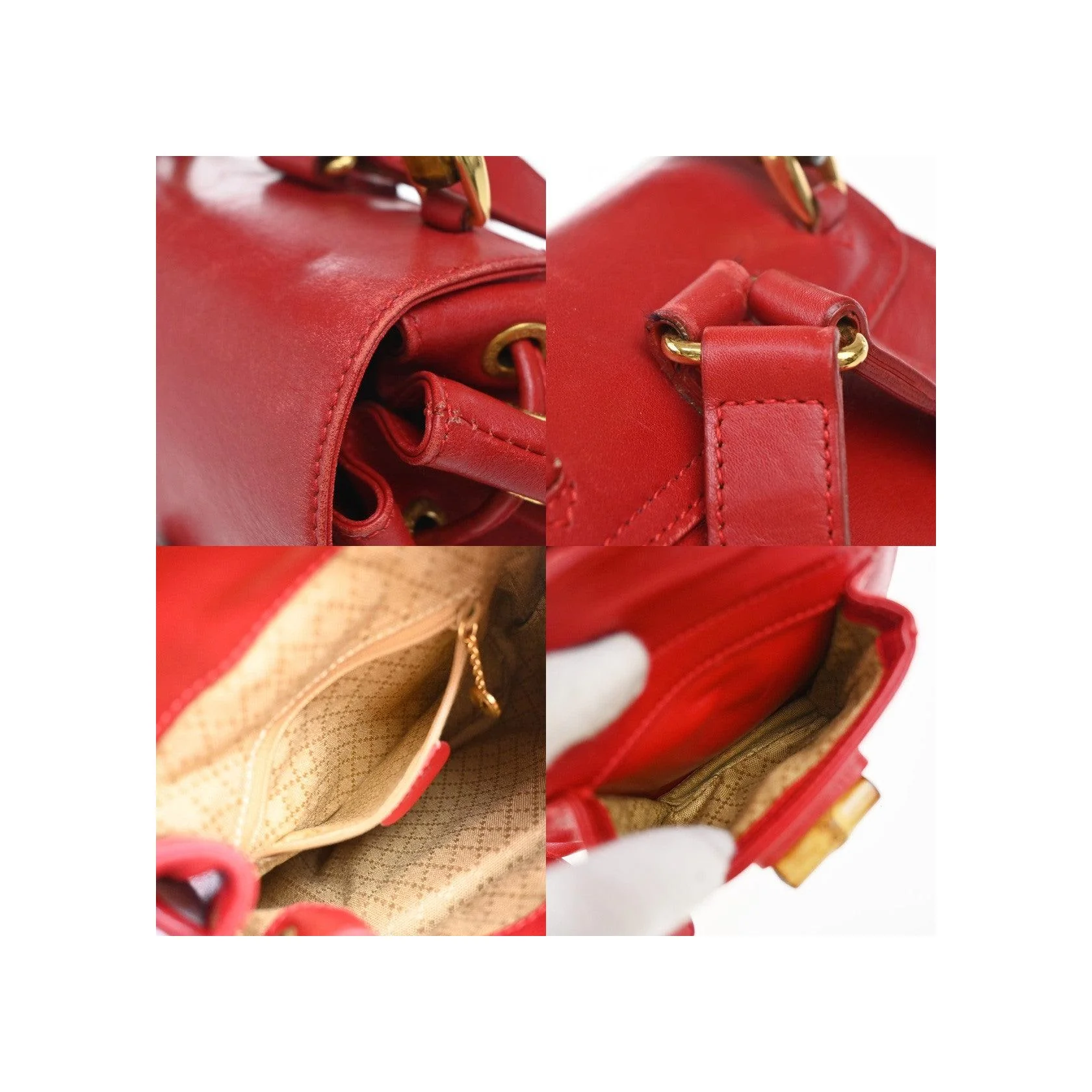 Sac À Dos Gucci Vintage Bamboo - Red - Image 11