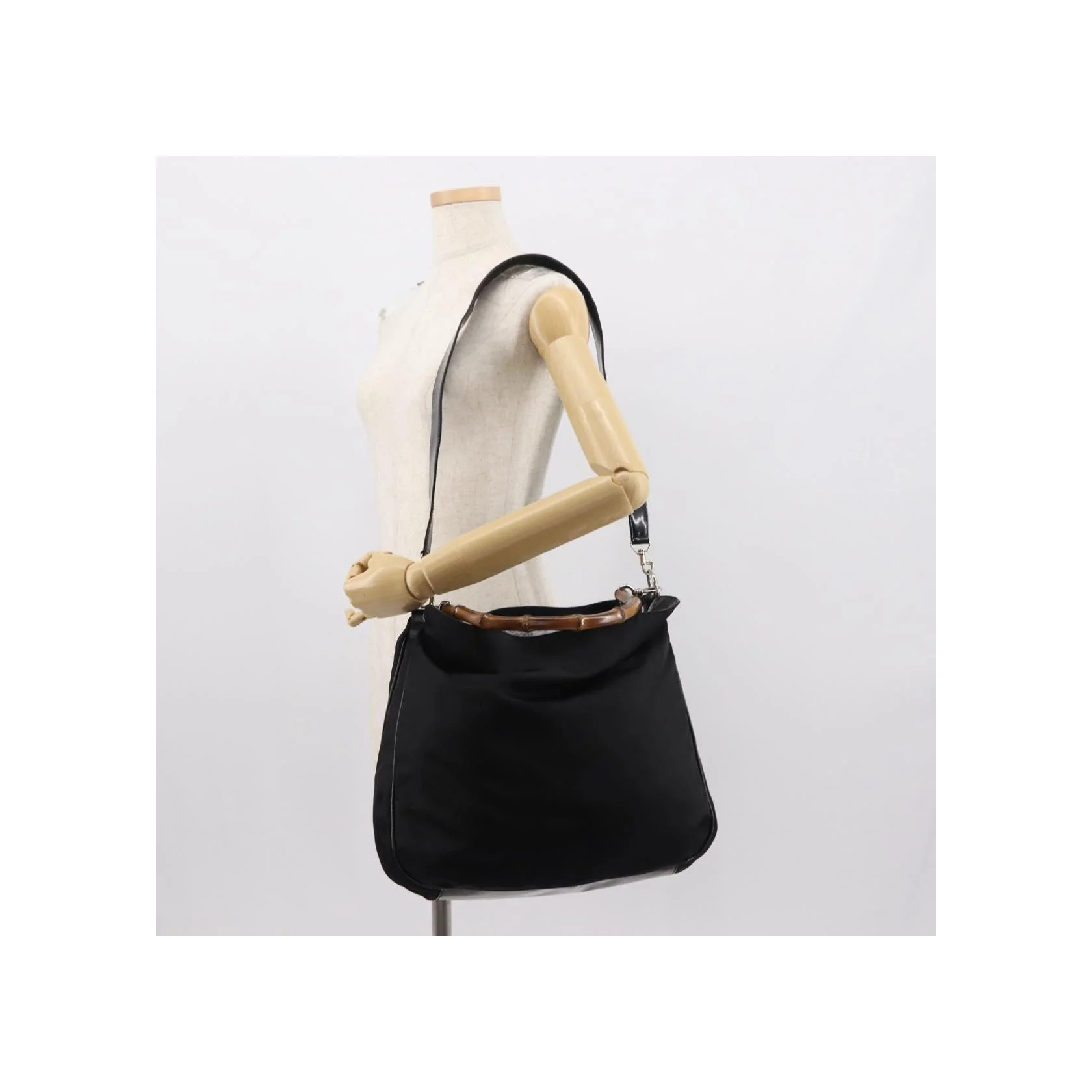 Sac Hobo Ouvert Gucci Vintage Bamboo - Black - Image 13