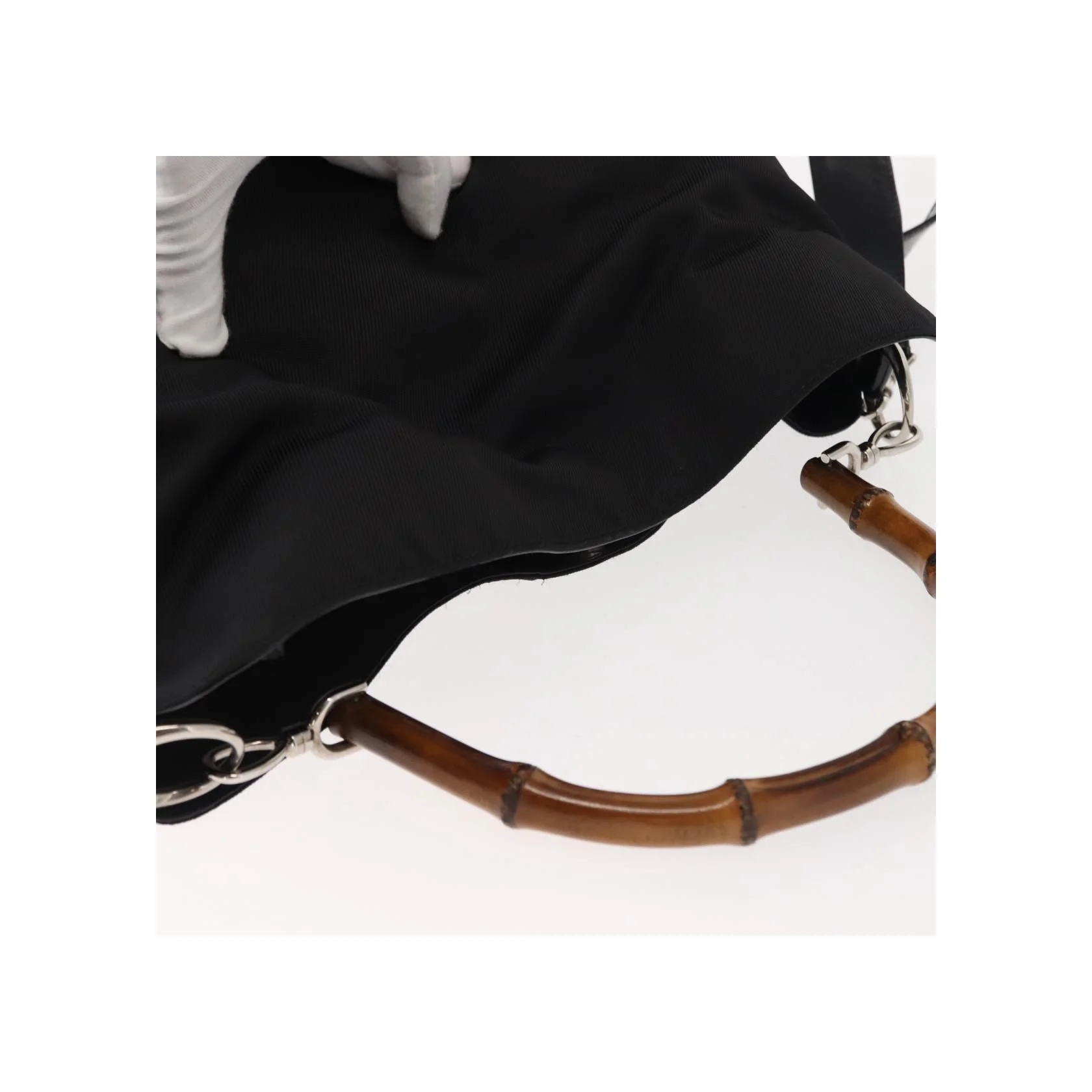 Sac Hobo Ouvert Gucci Vintage Bamboo - Black - Image 14