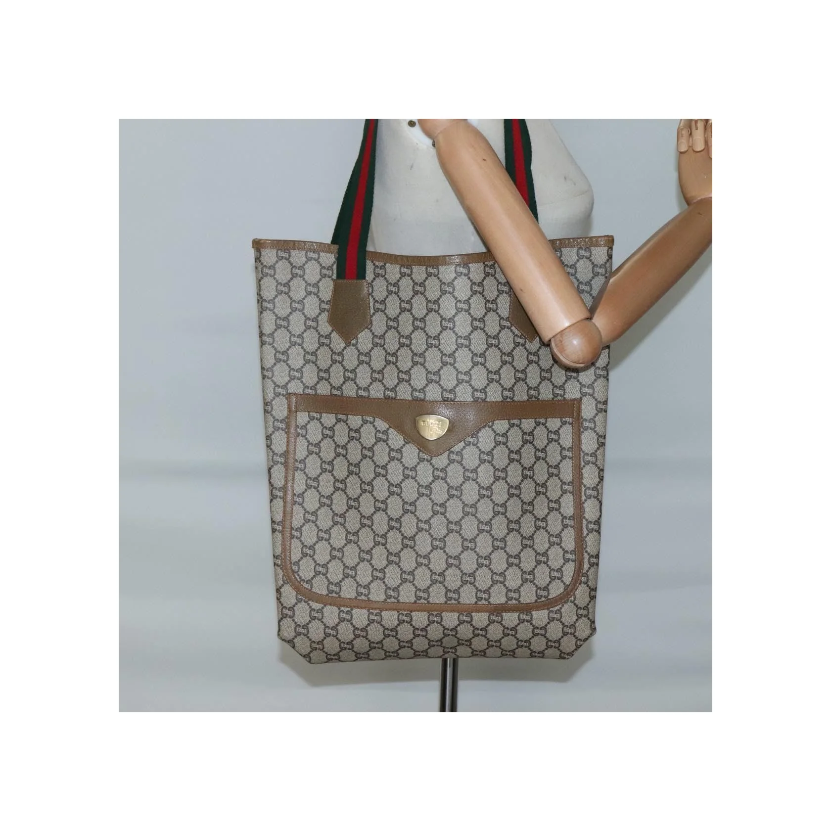 Tote Bag Gucci Vintage Web Strap - Beige - Image 13