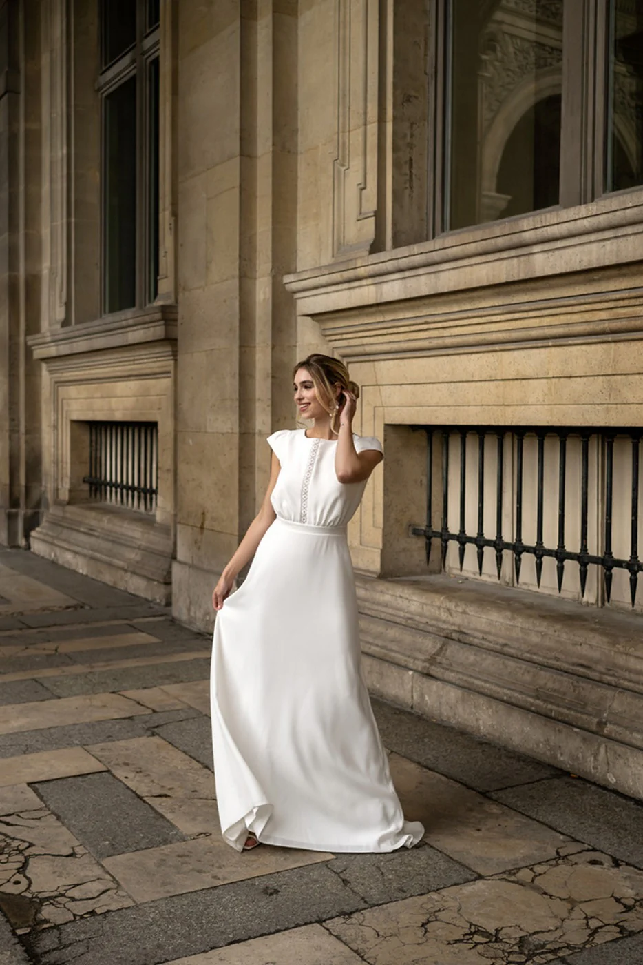 Robe De Mariée Agathe Feuille - Blanc Soie - Image 3