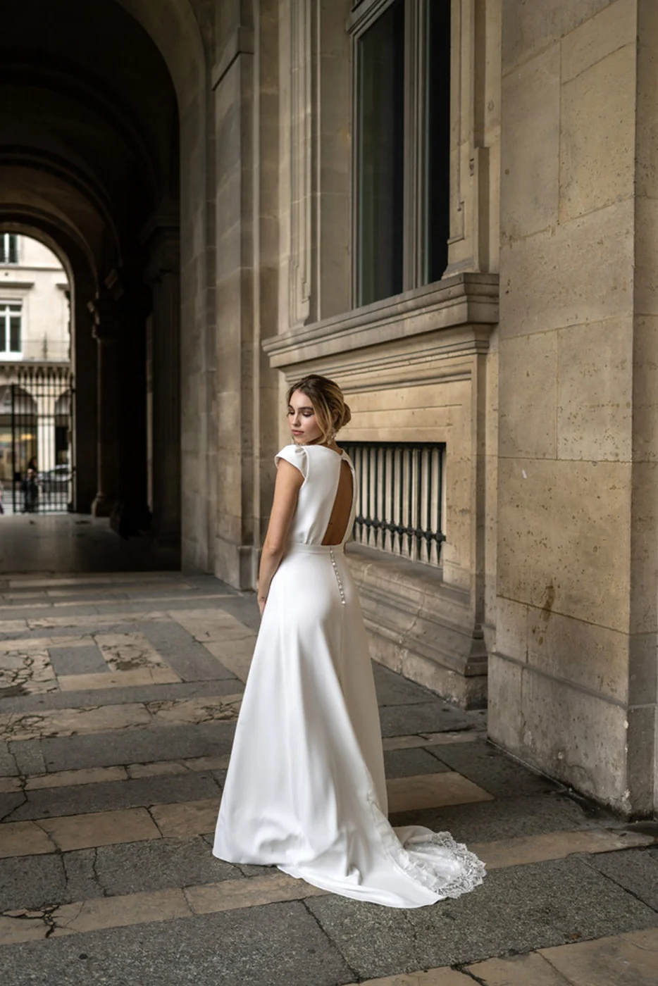 Robe De Mariée Agathe Feuille - Blanc Soie - Image 4