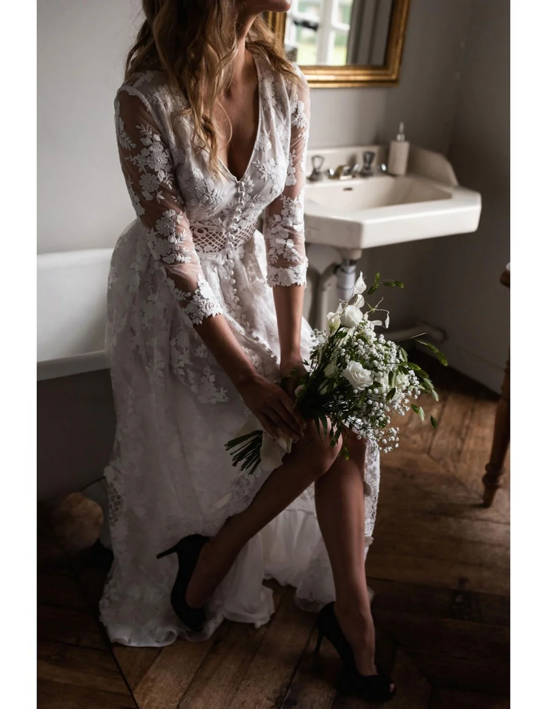 Robe De Mariée Flamenco - Blanc Soie - Image 6
