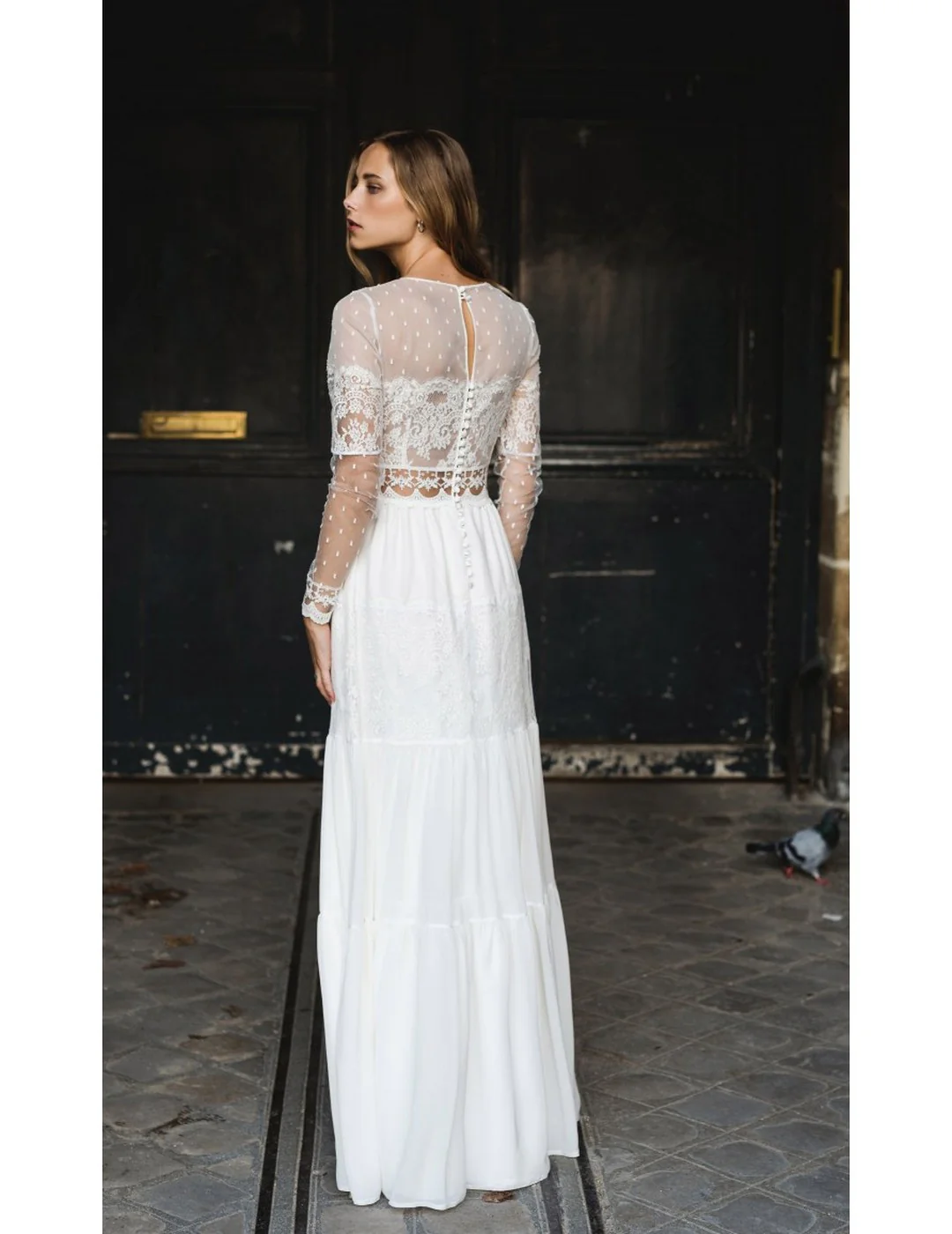 Robe De Mariée Folk - Blanc Soie - Image 2