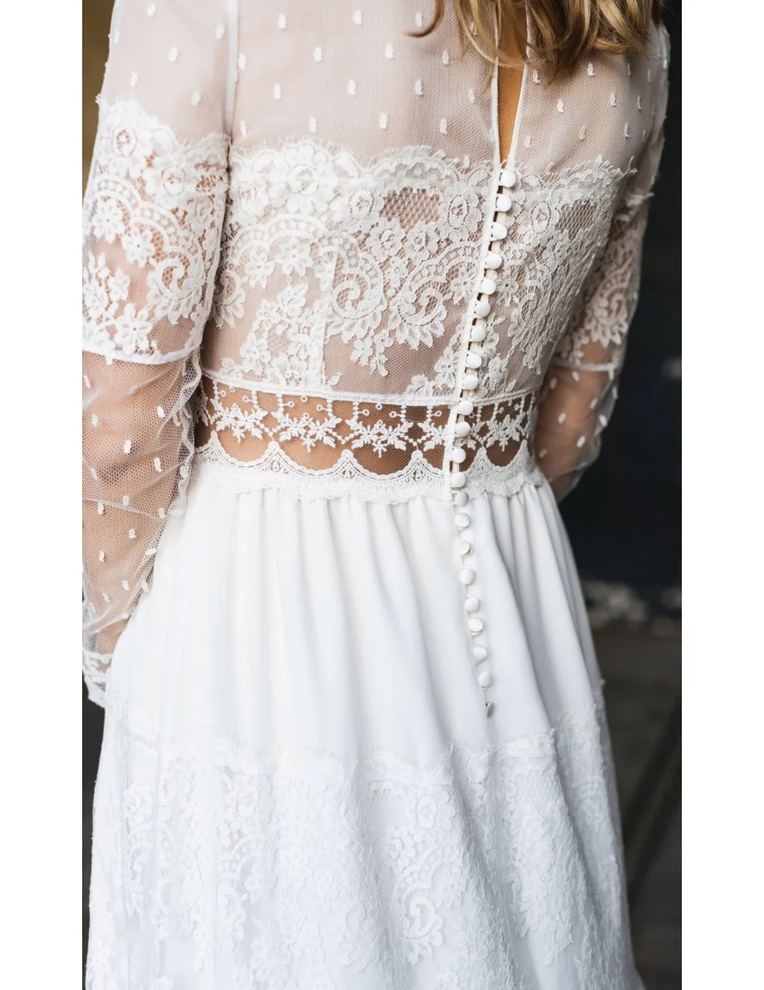 Robe De Mariée Folk - Blanc Soie - Image 3