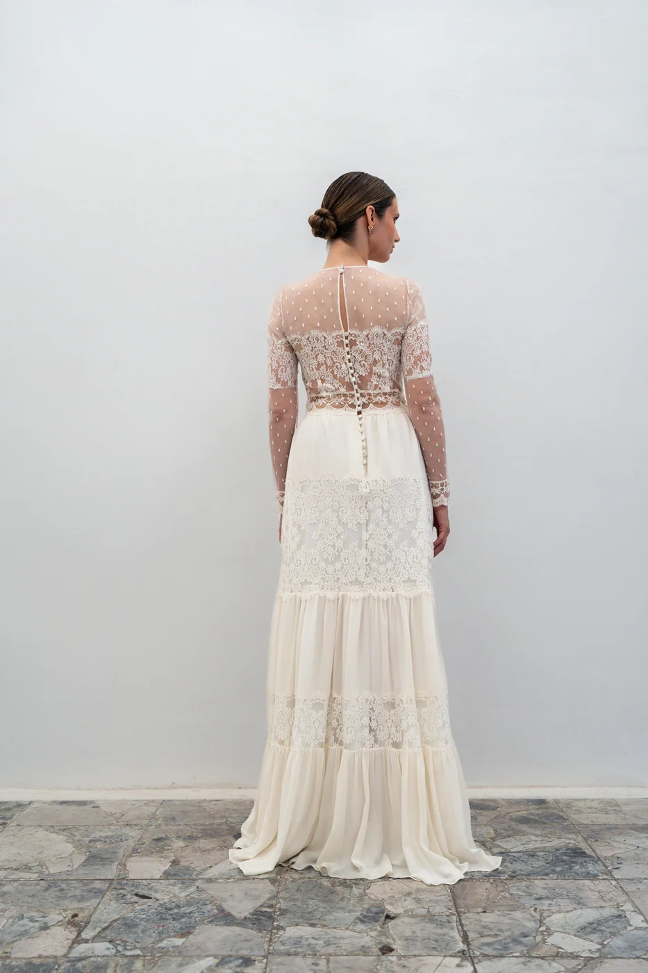 Robe De Mariée Folk Avec Volants - Blanc Soie - Image 6