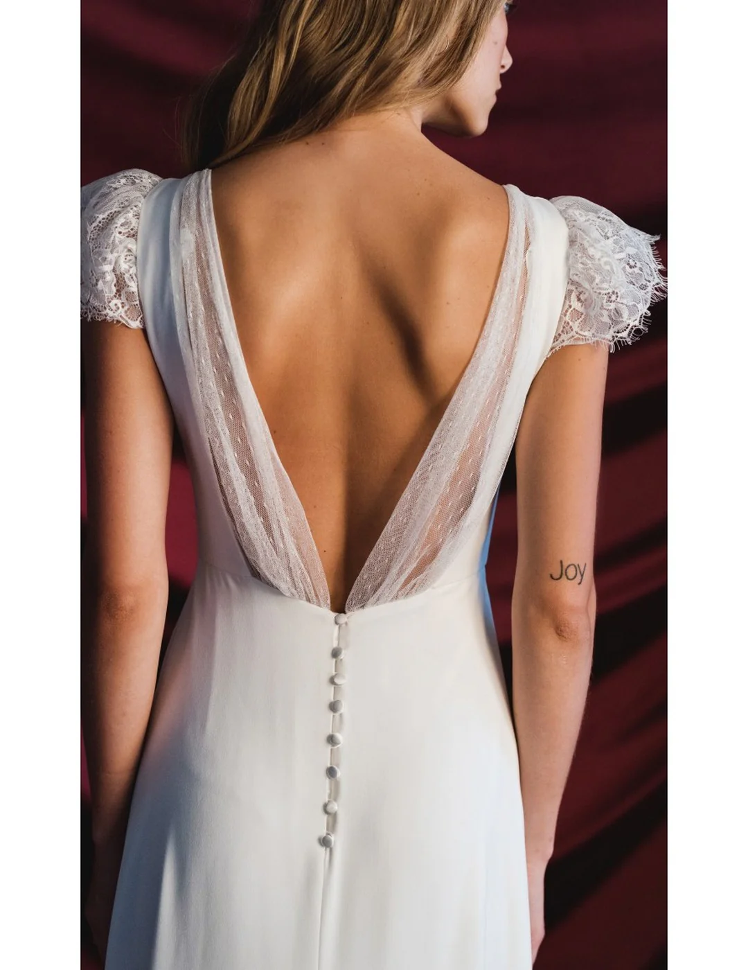 Robe De Mariée Marina Avec Tulle - Blanc Soie - Image 3