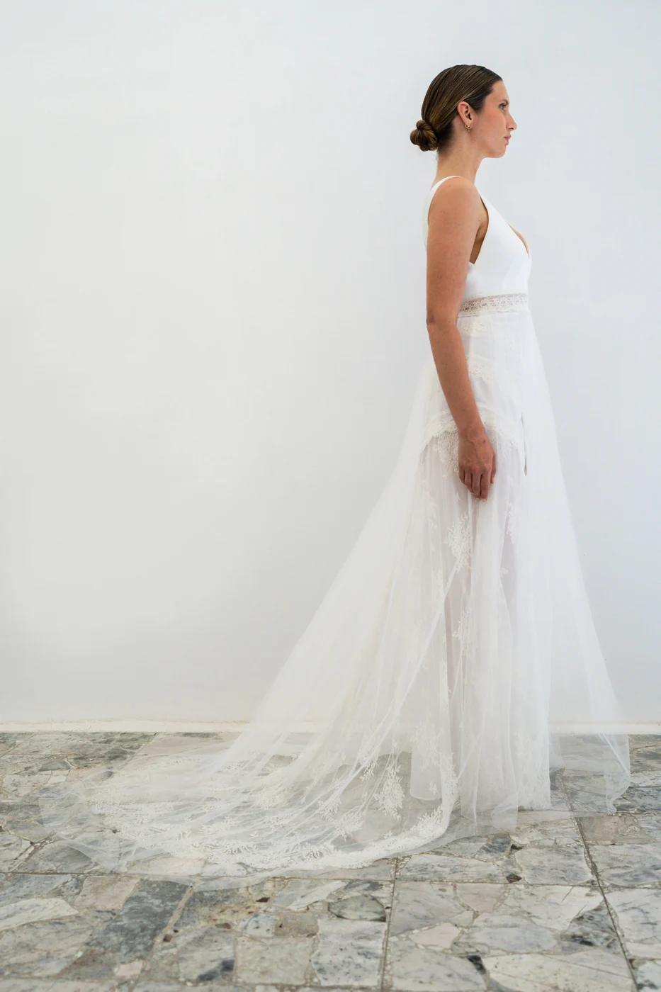 Robe De Mariée Marina Avec Tulle - Blanc Soie - Image 5