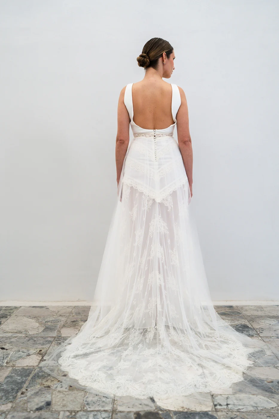 Robe De Mariée Marina Avec Tulle - Blanc Soie - Image 6