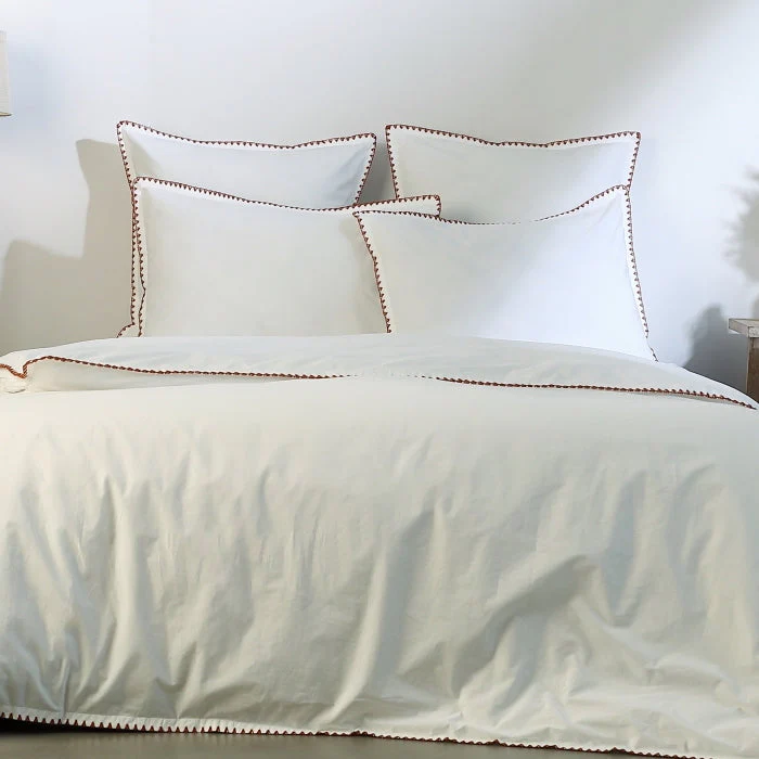Housse De Couette - Percale De Coton - Blanc / Rouge - Zoé - Image 13