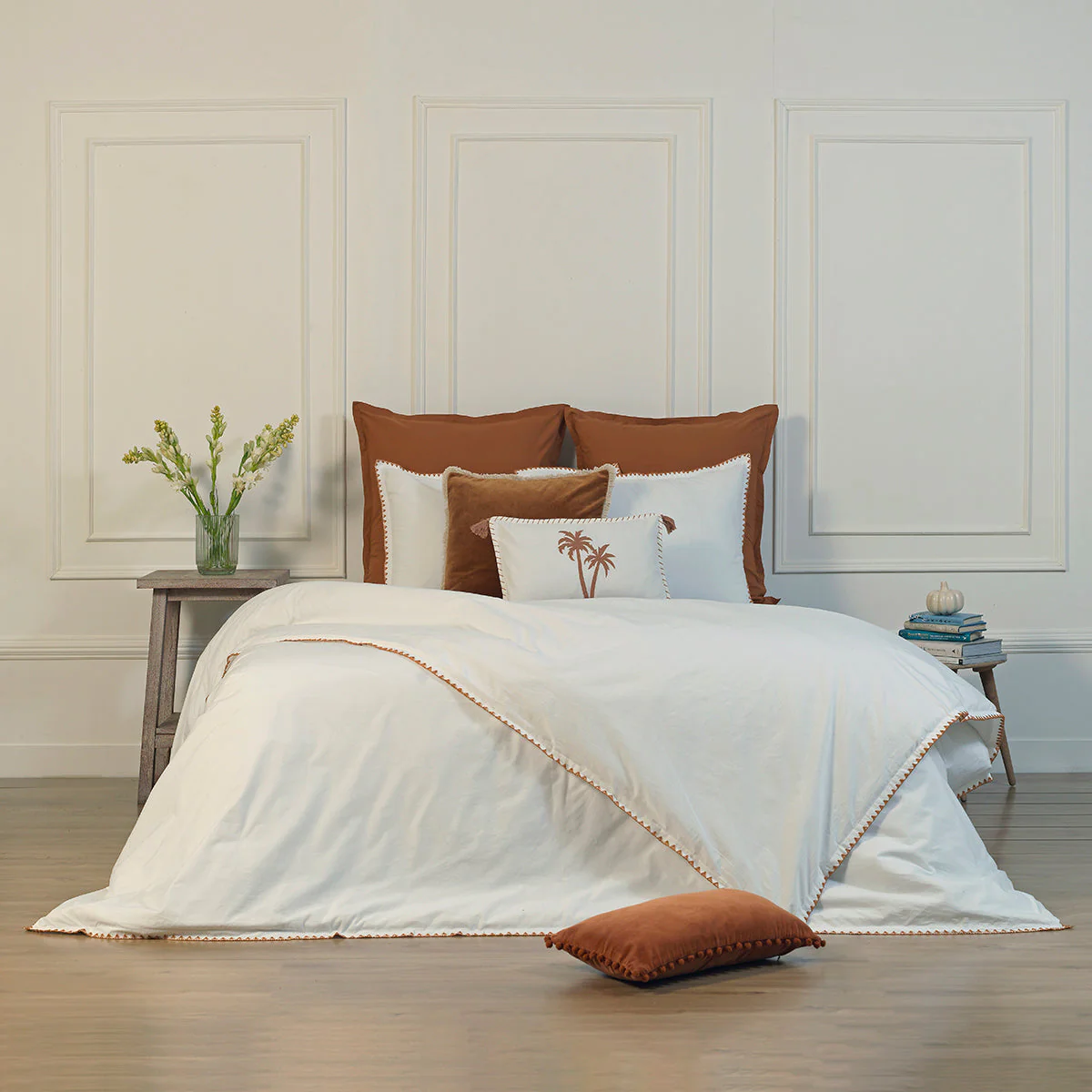 Housse De Couette - Percale De Coton - Blanc / Rouge - Zoé - Image 14