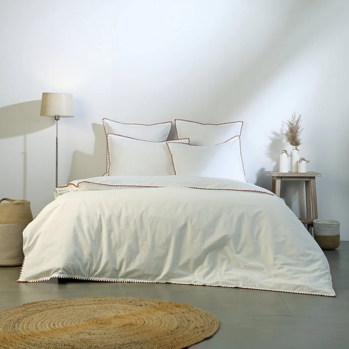 Housse De Couette - Percale De Coton - Blanc / Rouge - Zoé - Image 17
