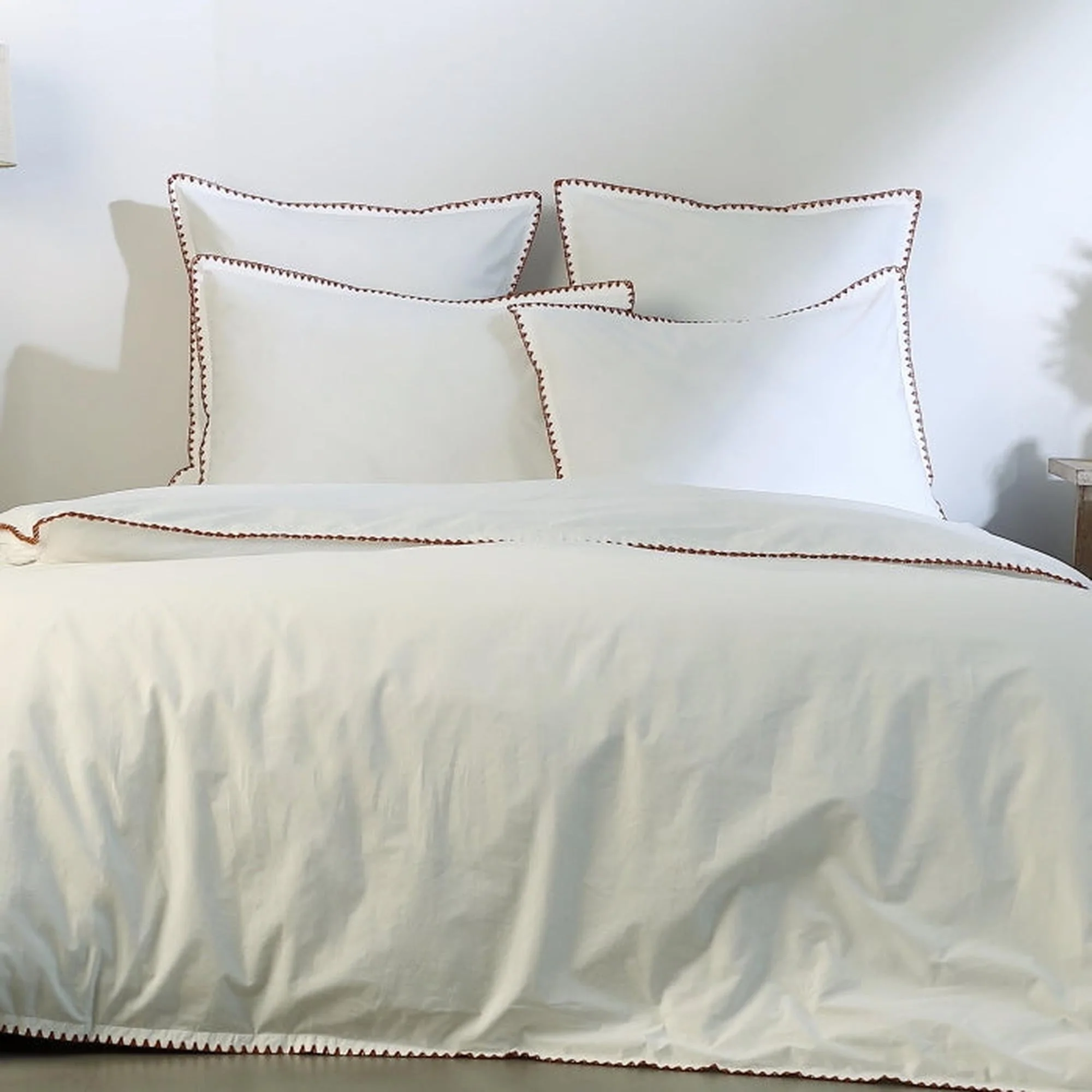 Housse De Couette - Percale De Coton - Blanc / Rouge - Zoé - Image 8