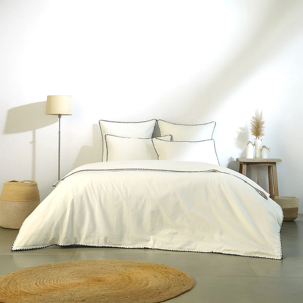 Housse De Couette - Percale De Coton - Blanc / Noir - Zoé - Image 4