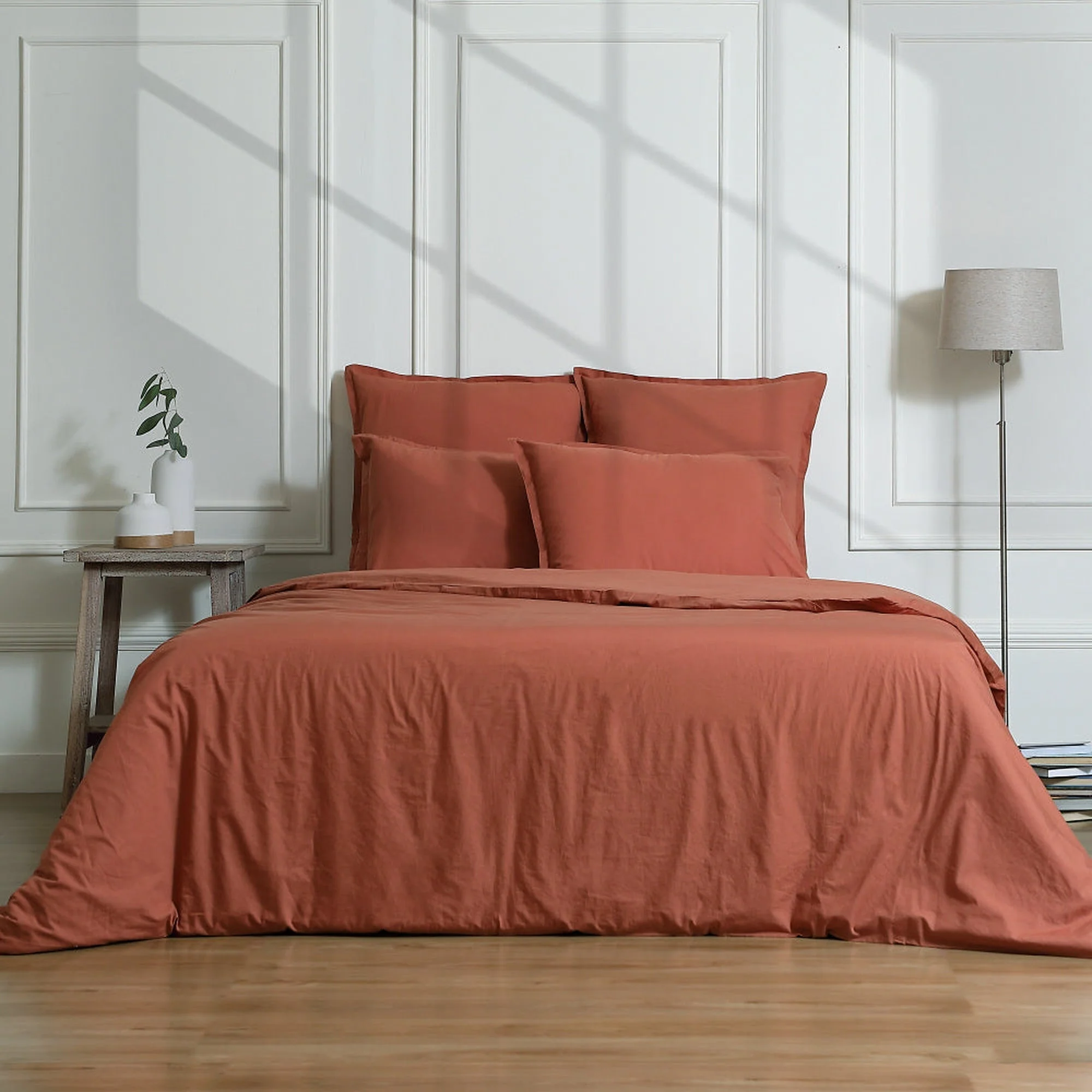 Housse De Couette - Percale De Coton - Rouge Toscane - Nina - Image 2