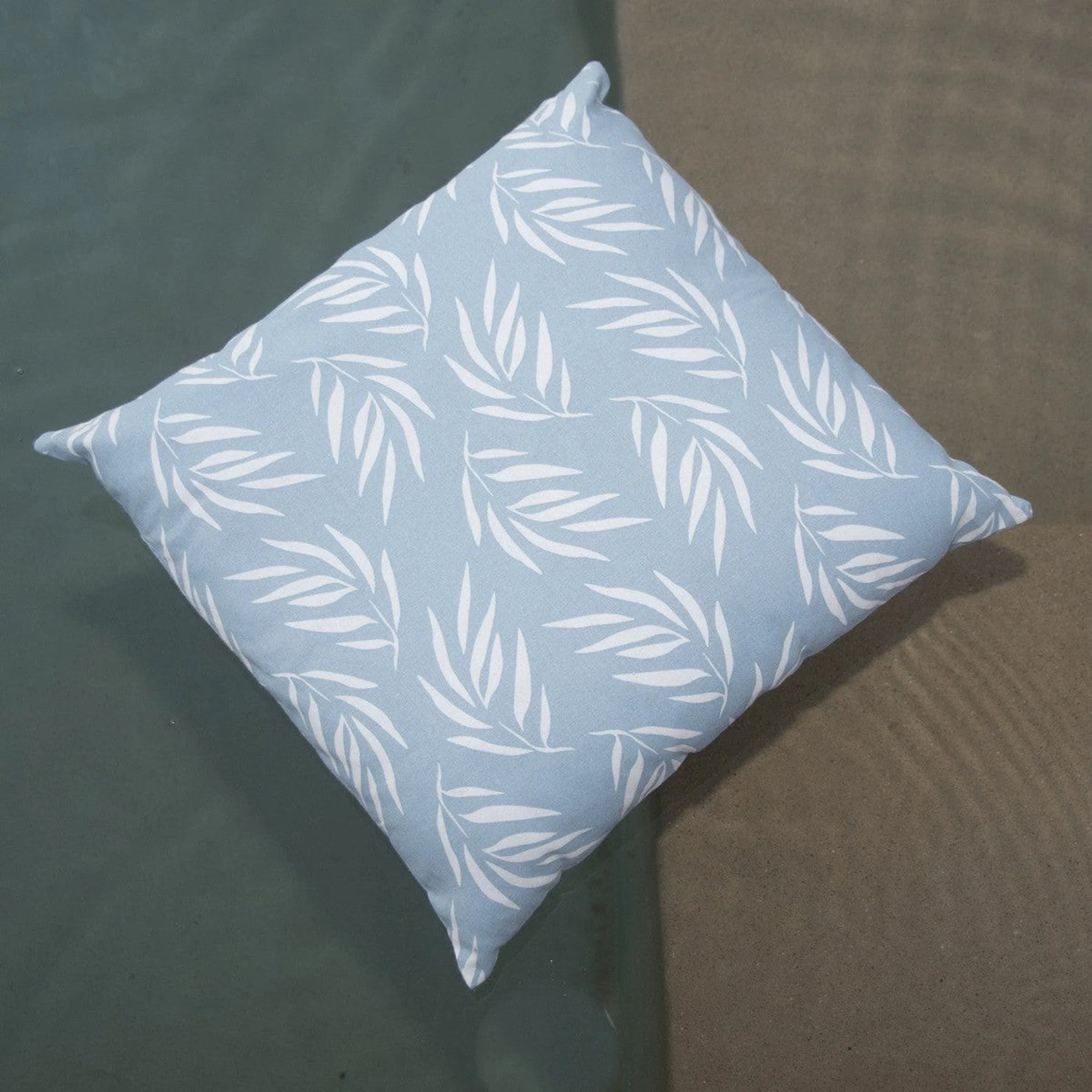 Housse De Coussin D'Extérieur - Coton - Bleu Ciel - Foliage - Image 2
