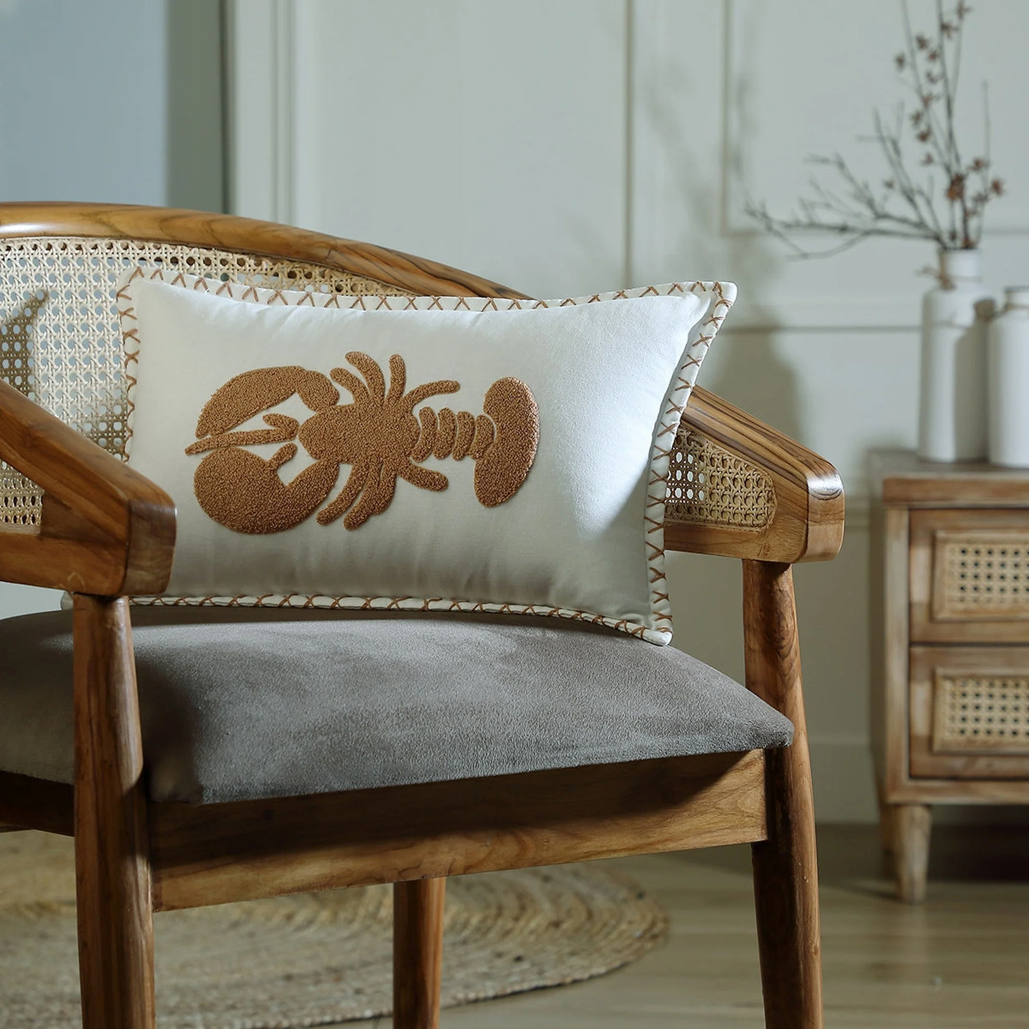 Housse De Coussin - Toile De Coton - Terre De Sienne - Lobster - Image 2