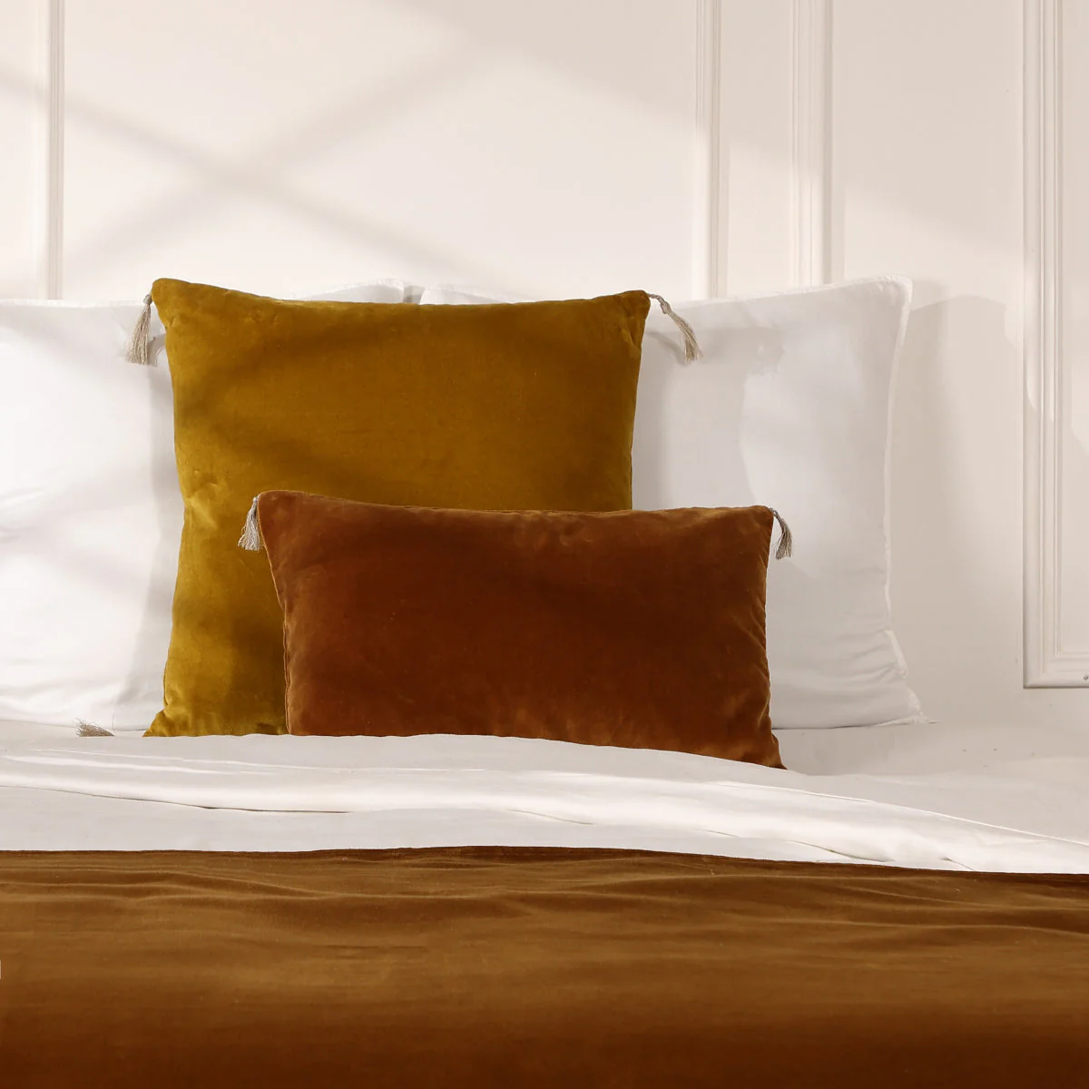 Housse De Coussin - Velours De Coton - Brun Tabac - Danube - Image 4