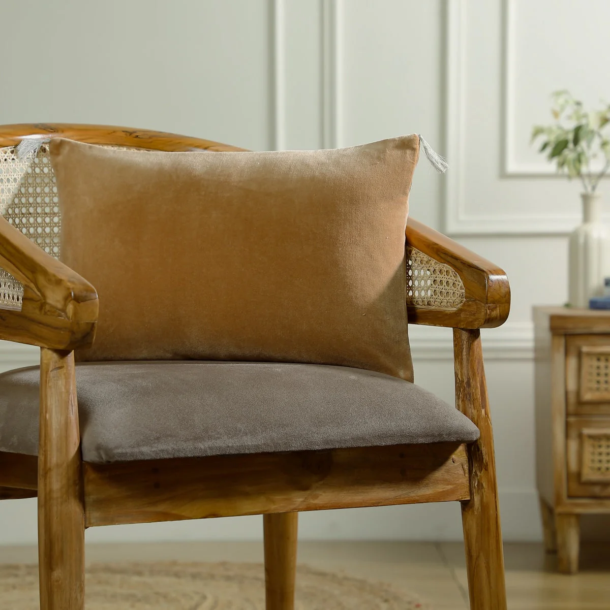 Housse De Coussin - Velours De Coton - Camel - Danube - Image 2