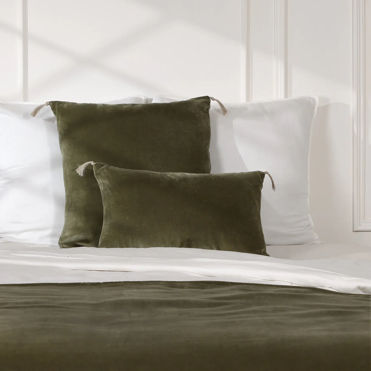 Housse De Coussin - Velours De Coton - Vert Kaki - Danube - Image 3