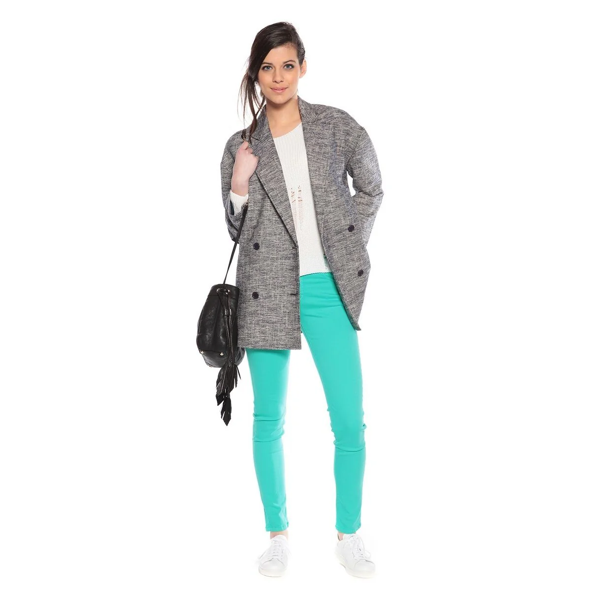 Manteau Noir Chiné