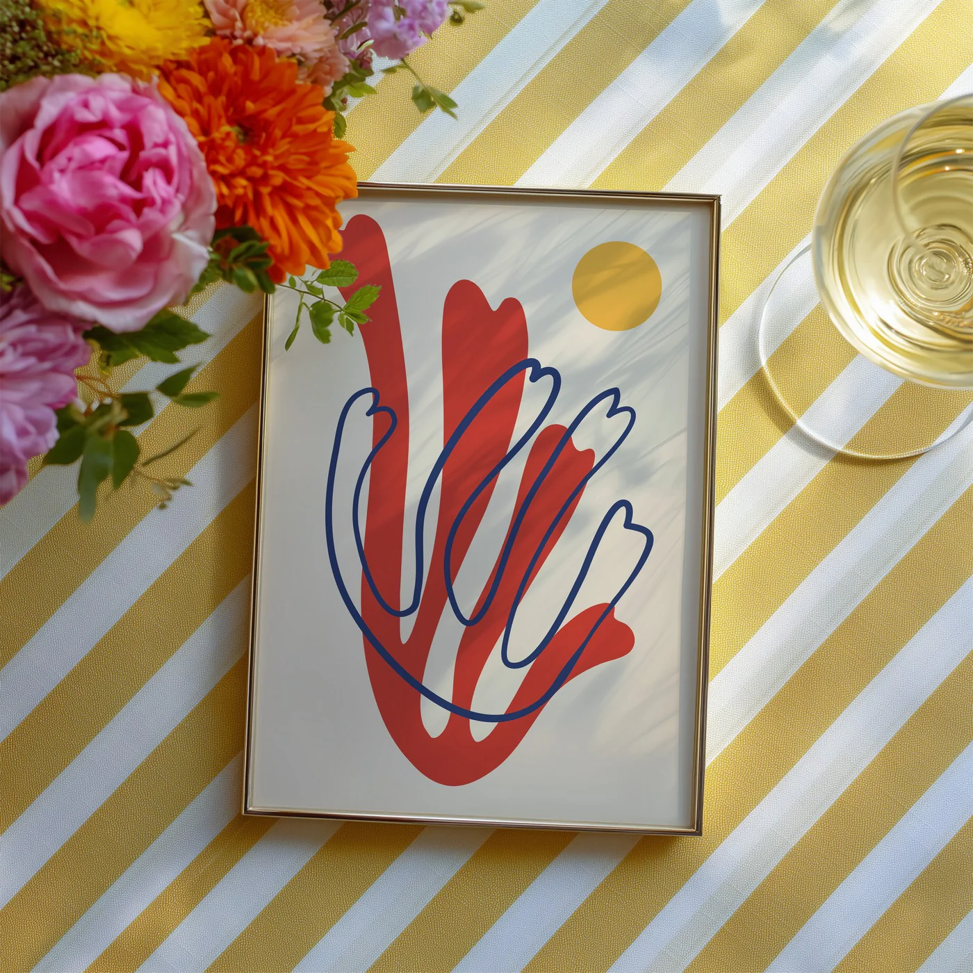 Affiche Abstarct Flowers 1 - Blue/Rouge - Image 3