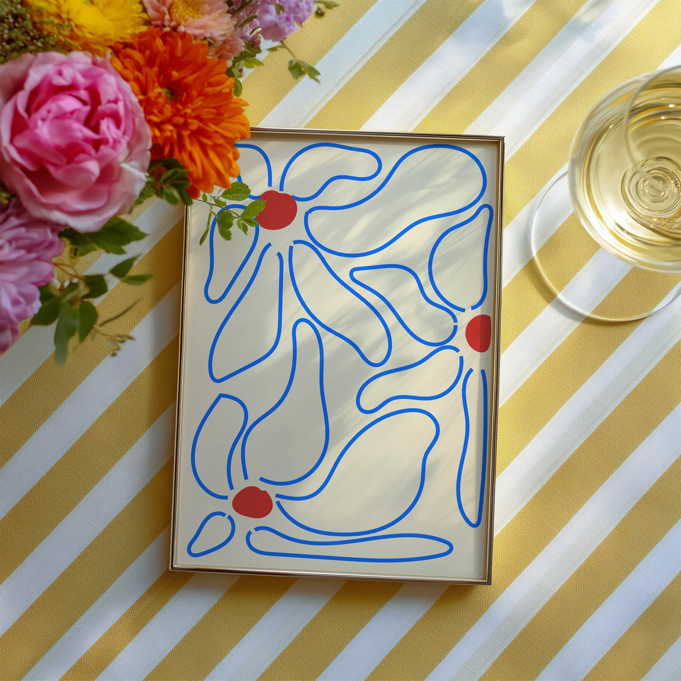 Affiche 3 Flowers - Blue - Image 2