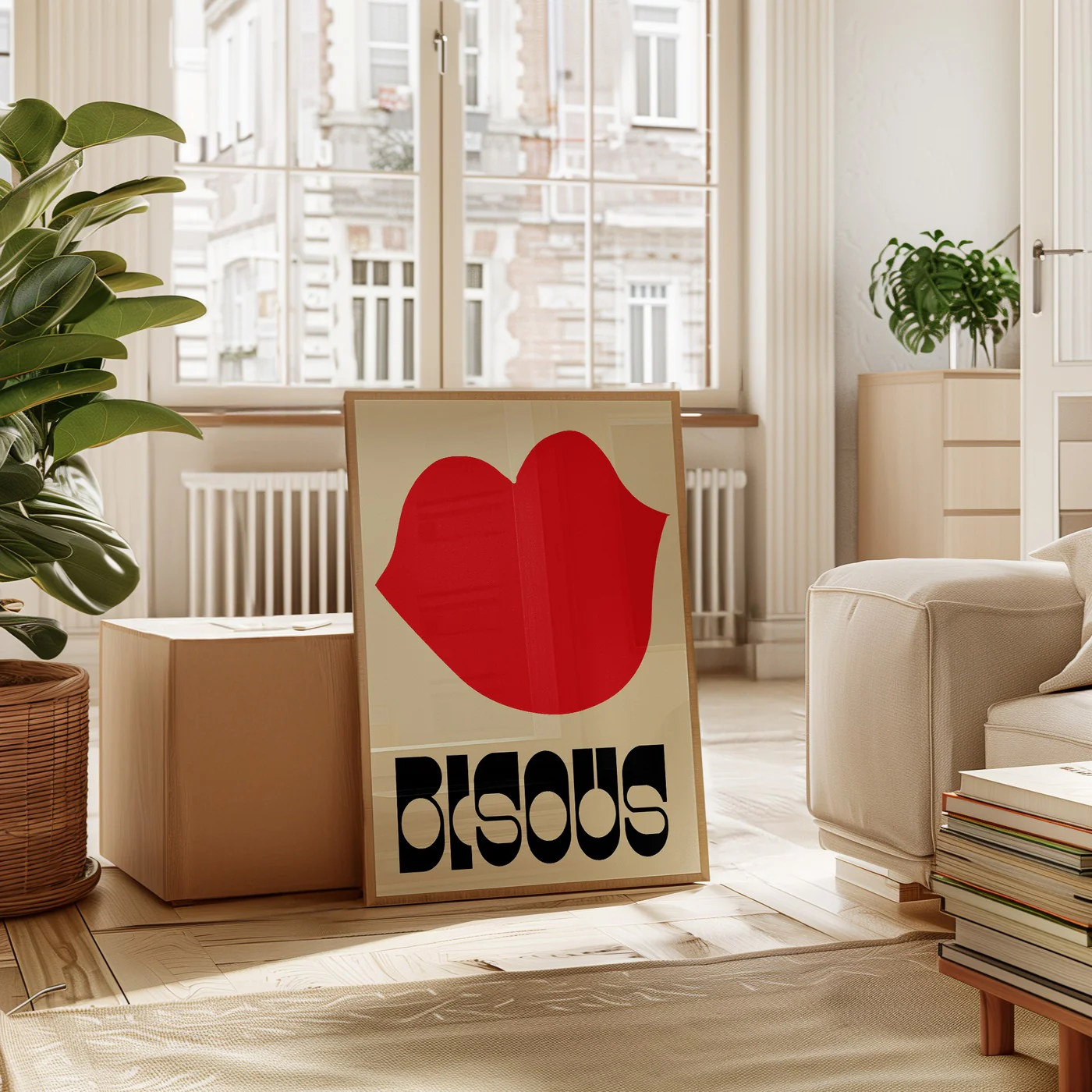 Affiche Bisous Vintage - Rouge - Image 2