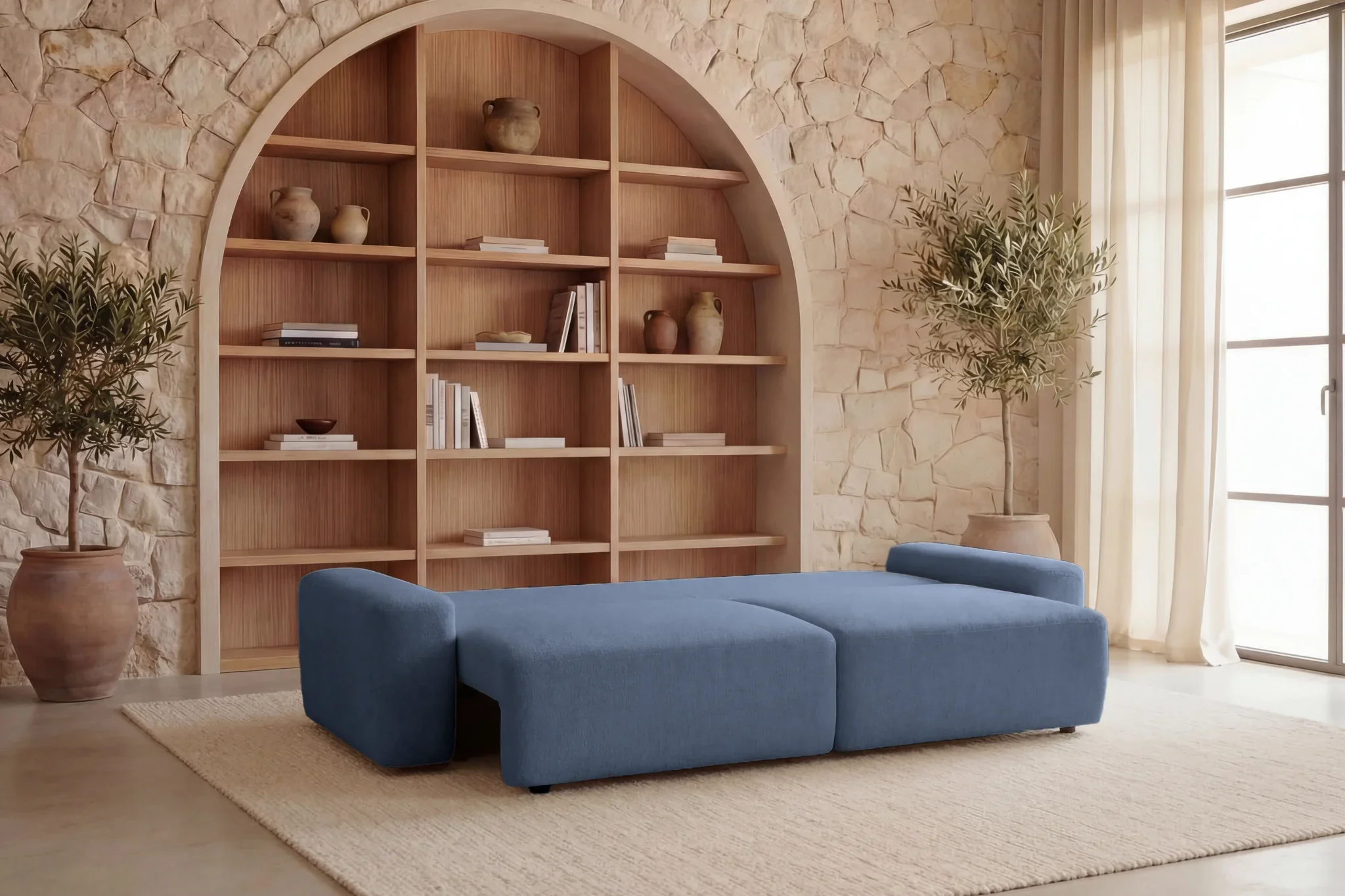 Ivy - Canapé Droit Convertible Coffre Tissu Chiné 3 Places - Image 17