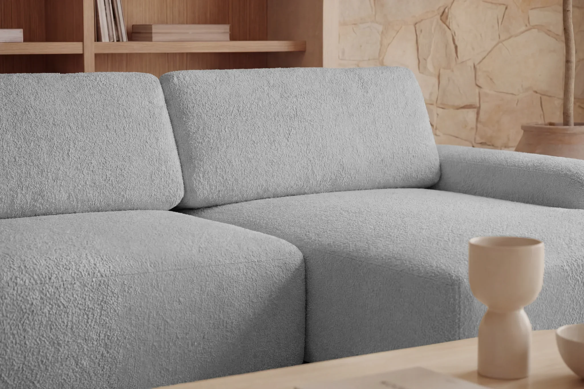 Ivy O - Canapé D'Angle Convertible Coffre Tissu Chiné 3 Places - Droit - Image 27