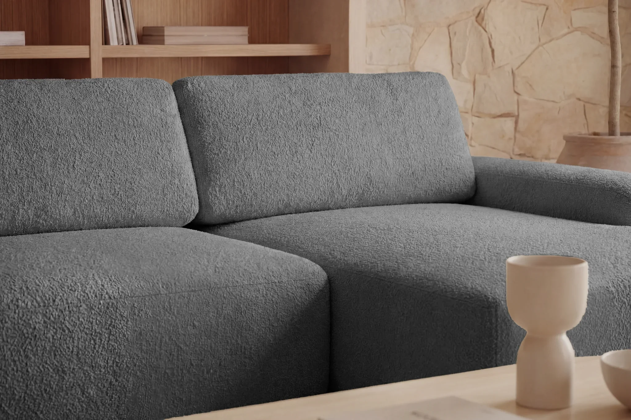 Ivy O - Canapé D'Angle Convertible Coffre Tissu Chiné 3 Places - Droit - Image 39