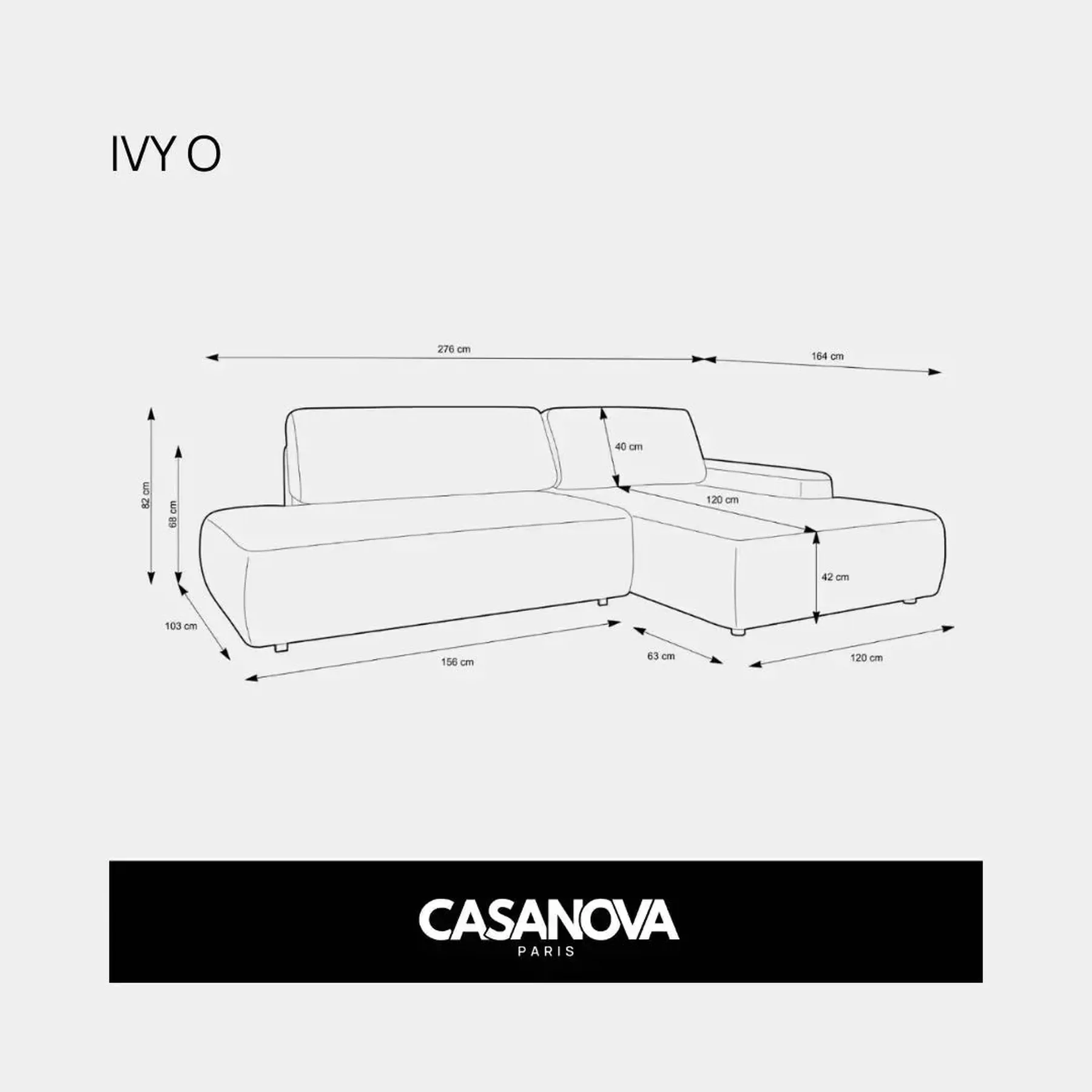Ivy O - Canapé D'Angle Convertible Coffre Tissu Chiné 3 Places - Droit - Image 60