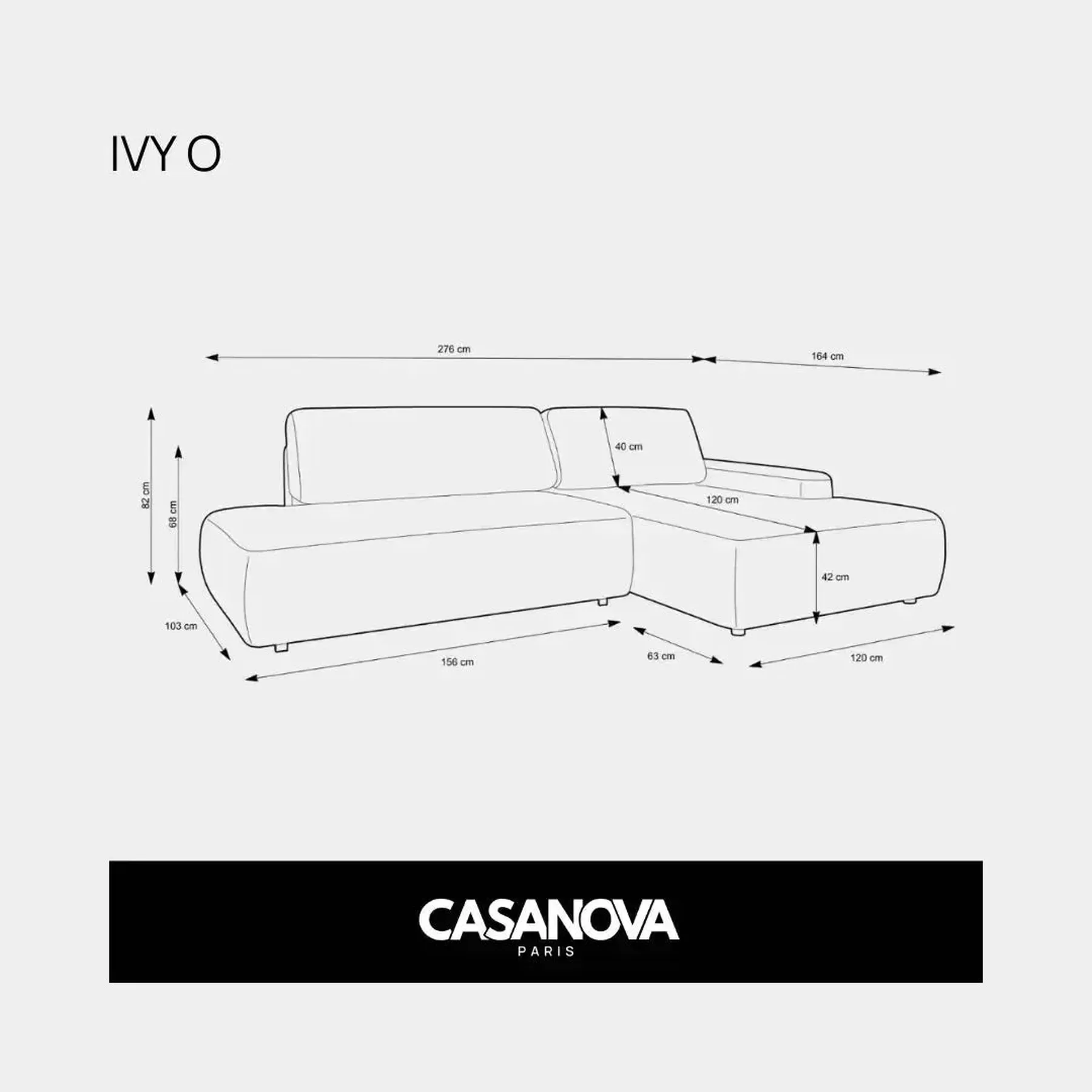 Ivy O - Canapé D'Angle Convertible Coffre Tissu Chiné 3 Places - Droit - Image 72