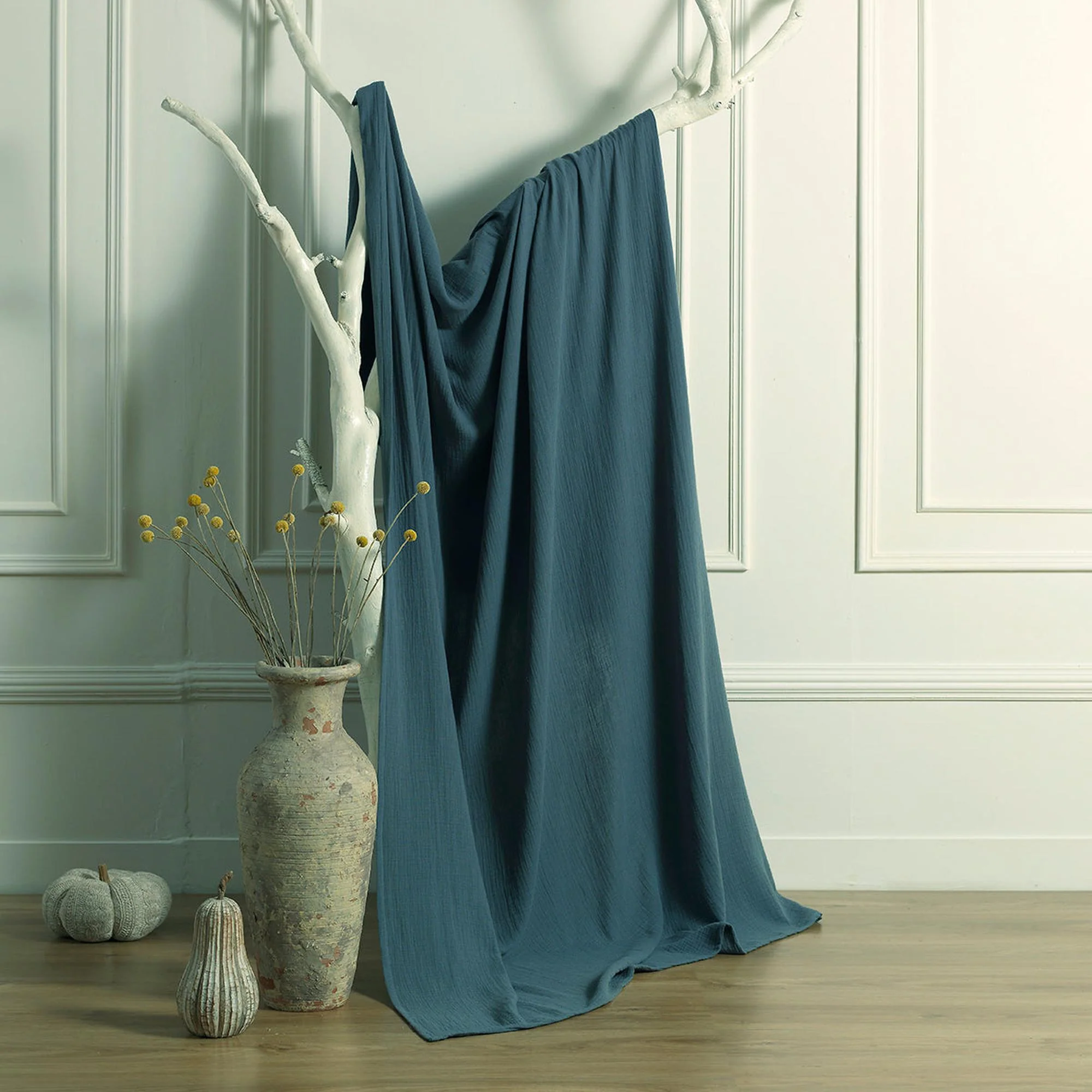 Jeté De Lit - Gaze De Coton - Bleu Orage - Carla - Image 3