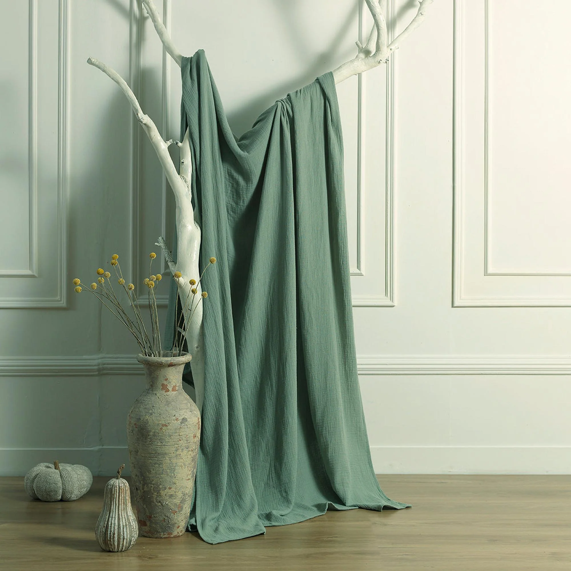 Jeté De Lit - Gaze De Coton - Vert Céladon - Carla - Image 4
