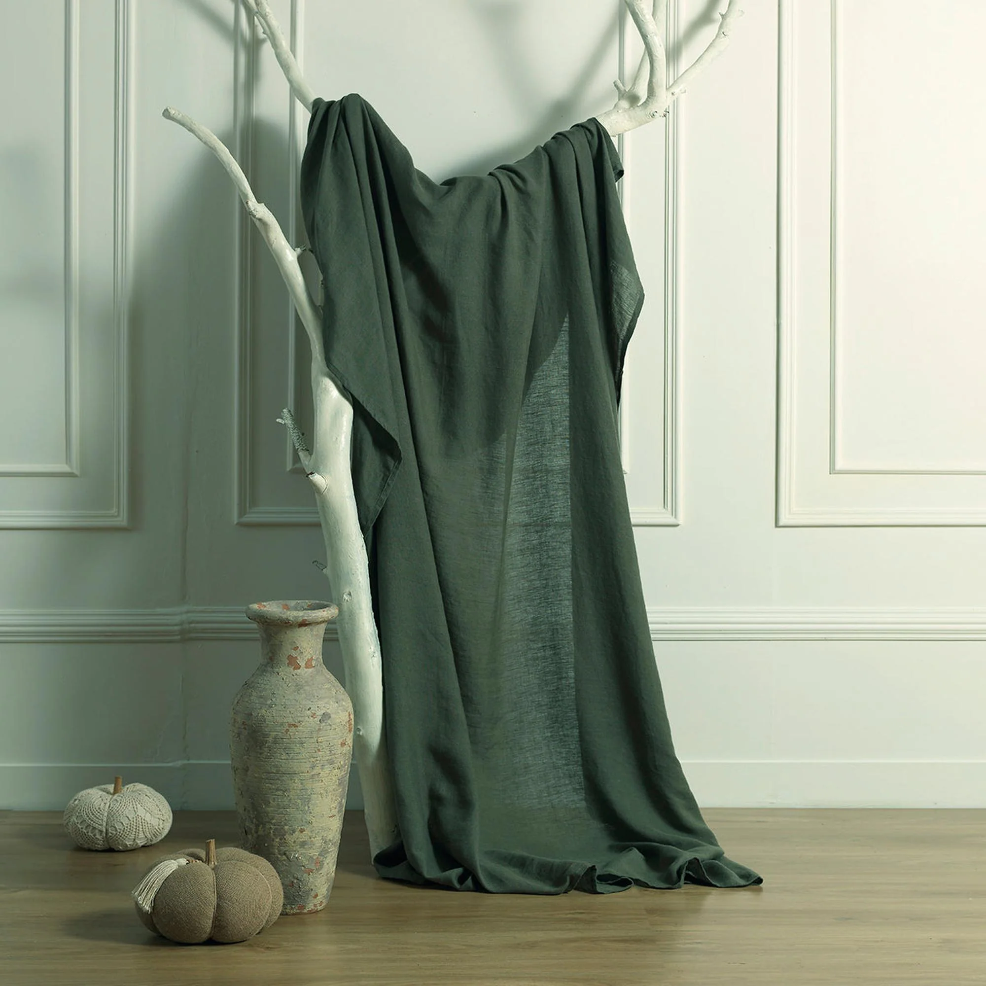 Jeté De Lit - Lin Lavé - Vert Kaki - Camille - Image 4