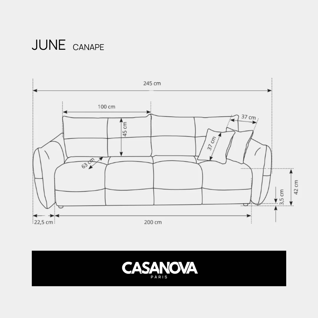 June - Canapé Droit Convertible Tissu Bouclette 2 Places - Image 13