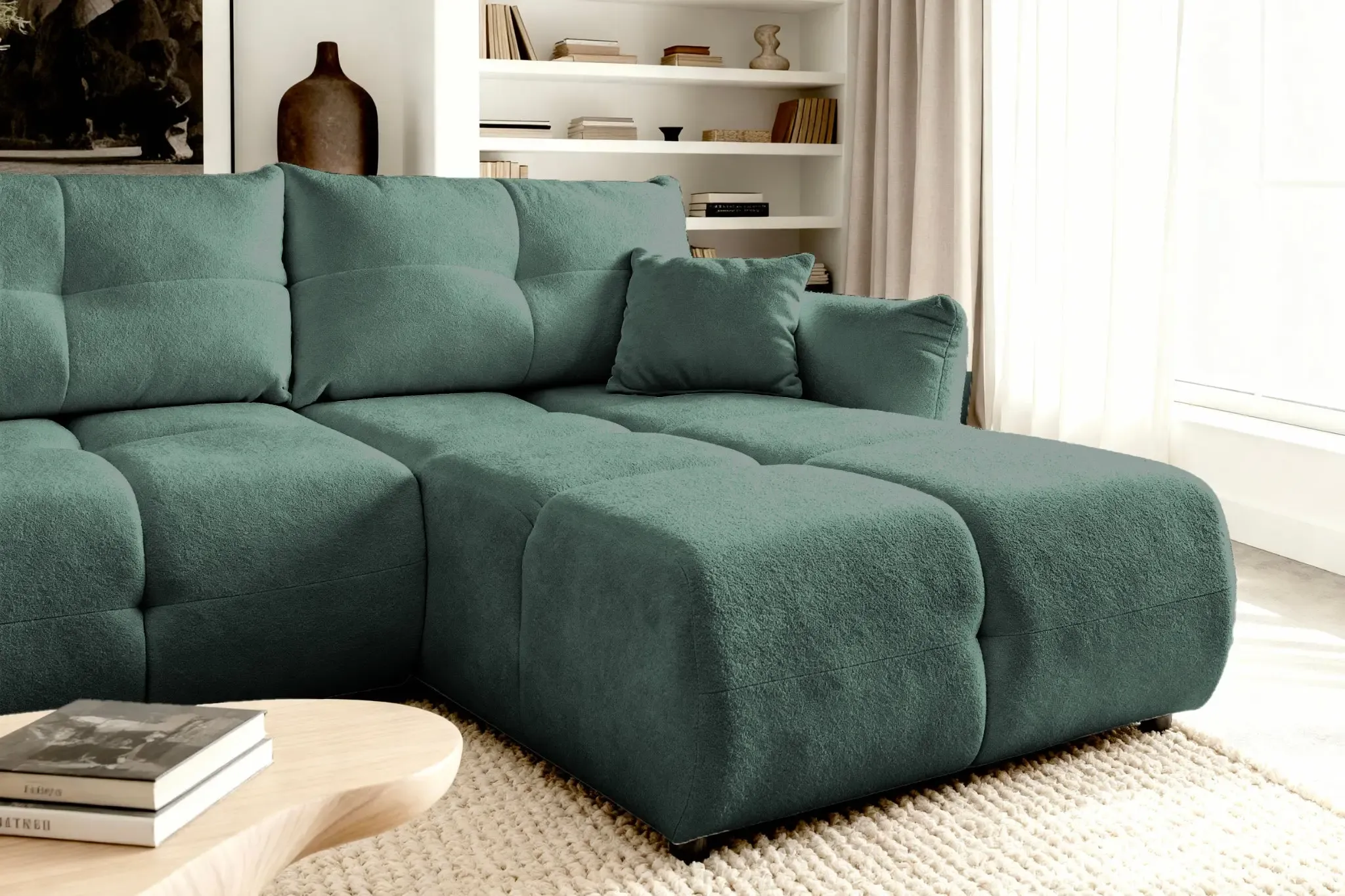 June - Canapé D'Angle Convertible Tissu Bouclette 3 Places - Image 61
