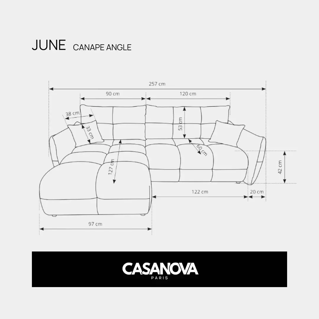 June - Canapé D'Angle Convertible Tissu Bouclette 3 Places - Image 70