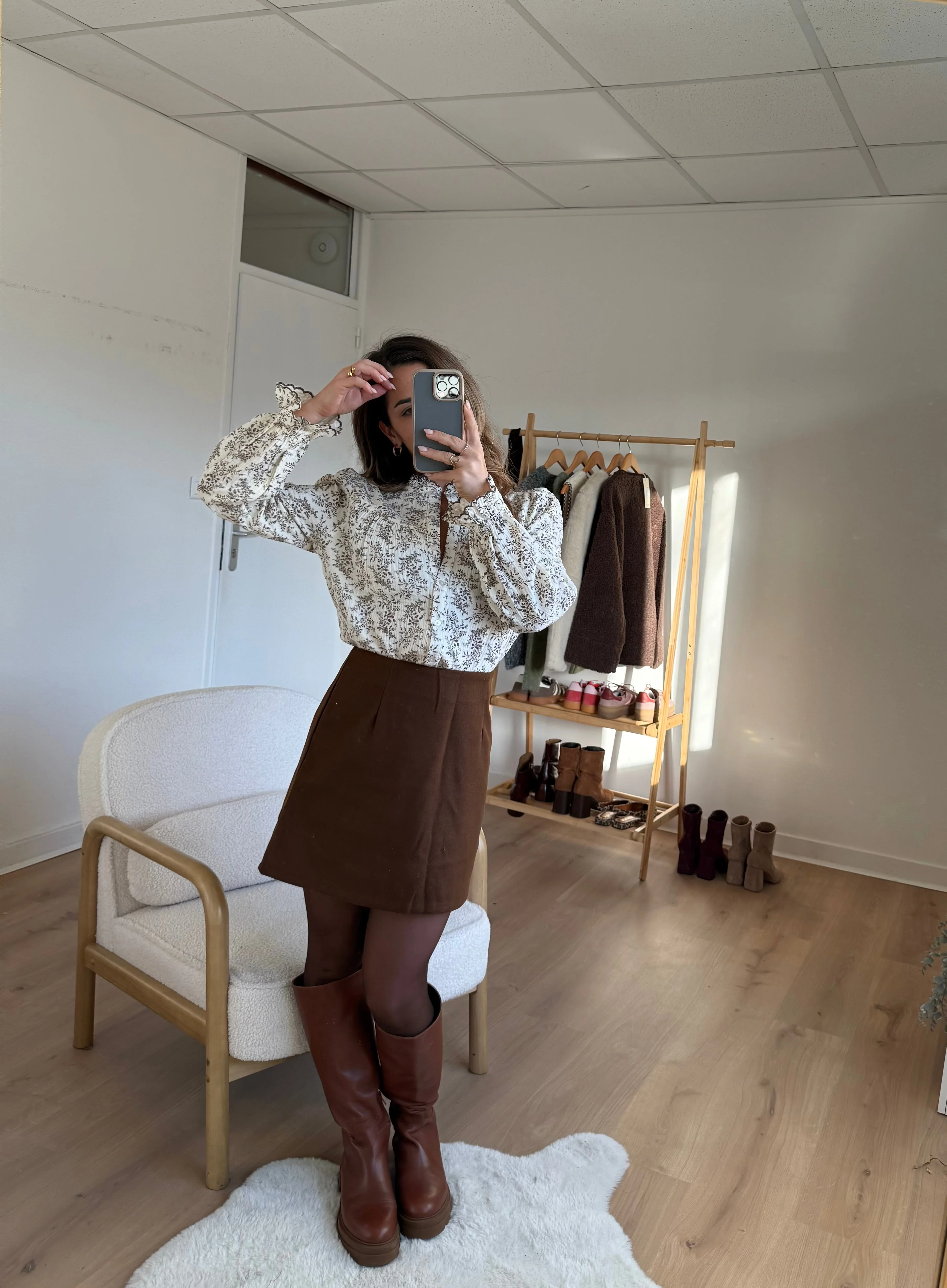 Jupe Effet Laine Lou Chocolat - Image 10