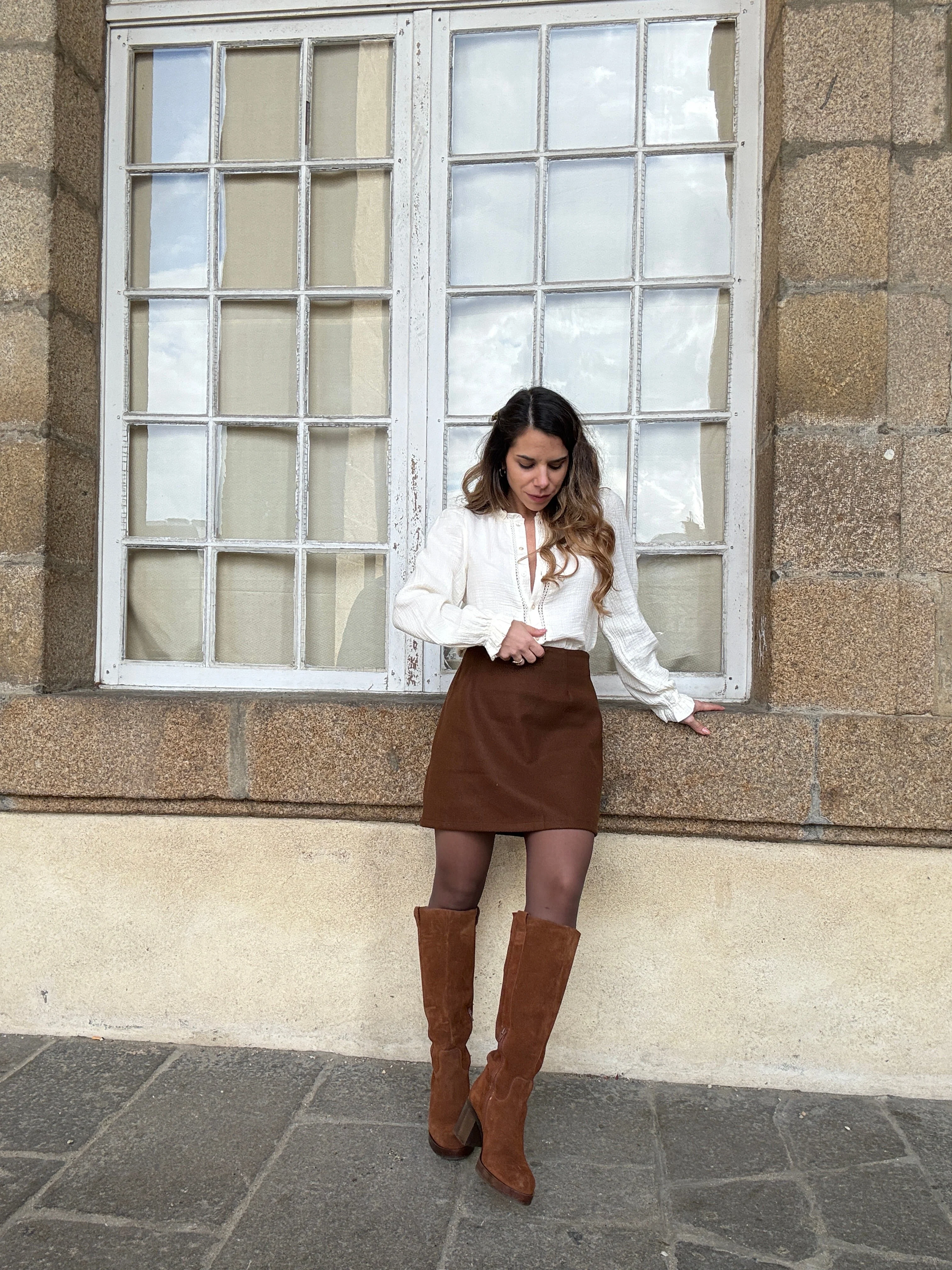 Jupe Effet Laine Lou Chocolat - Image 11