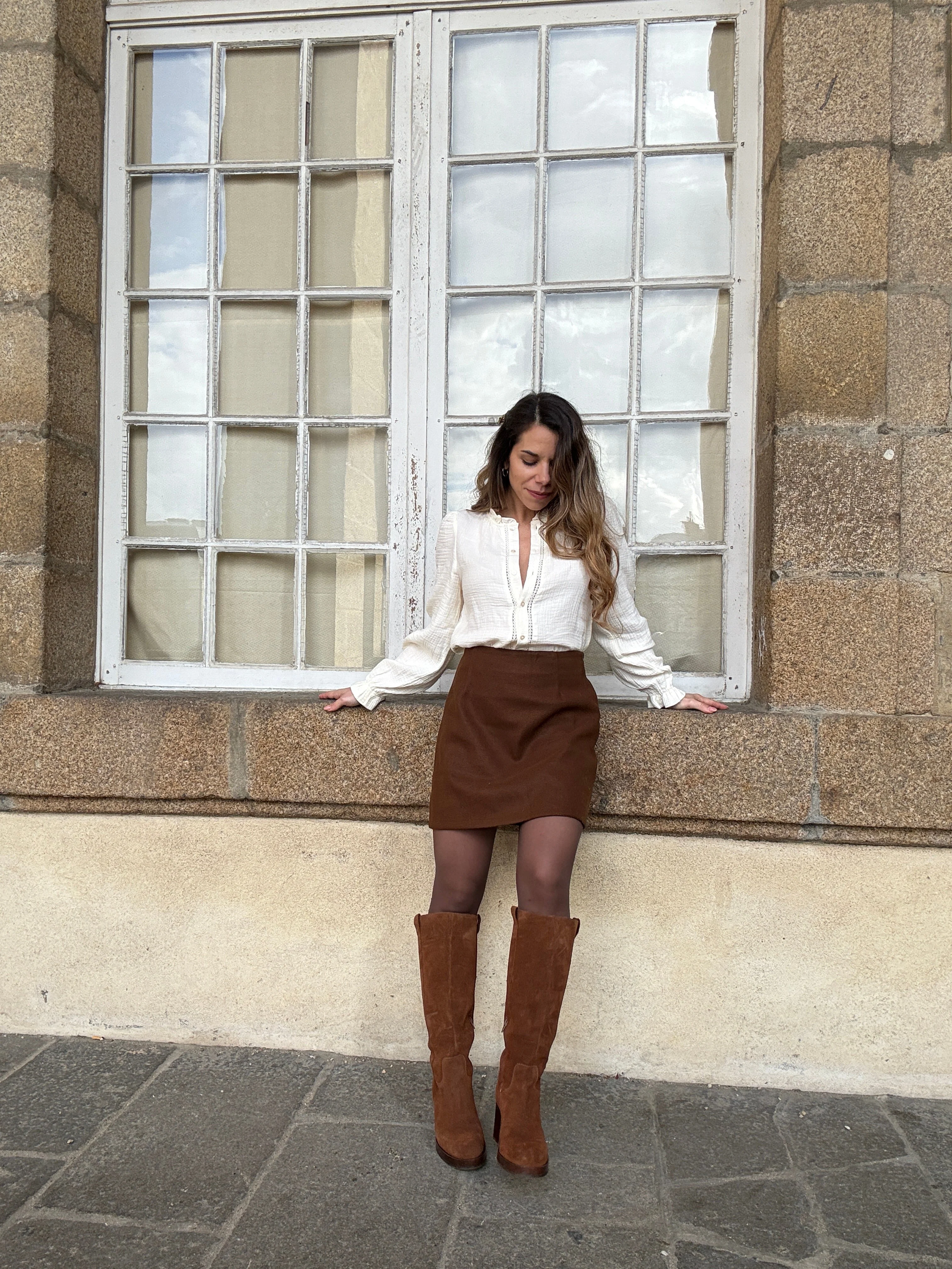 Jupe Effet Laine Lou Chocolat - Image 12