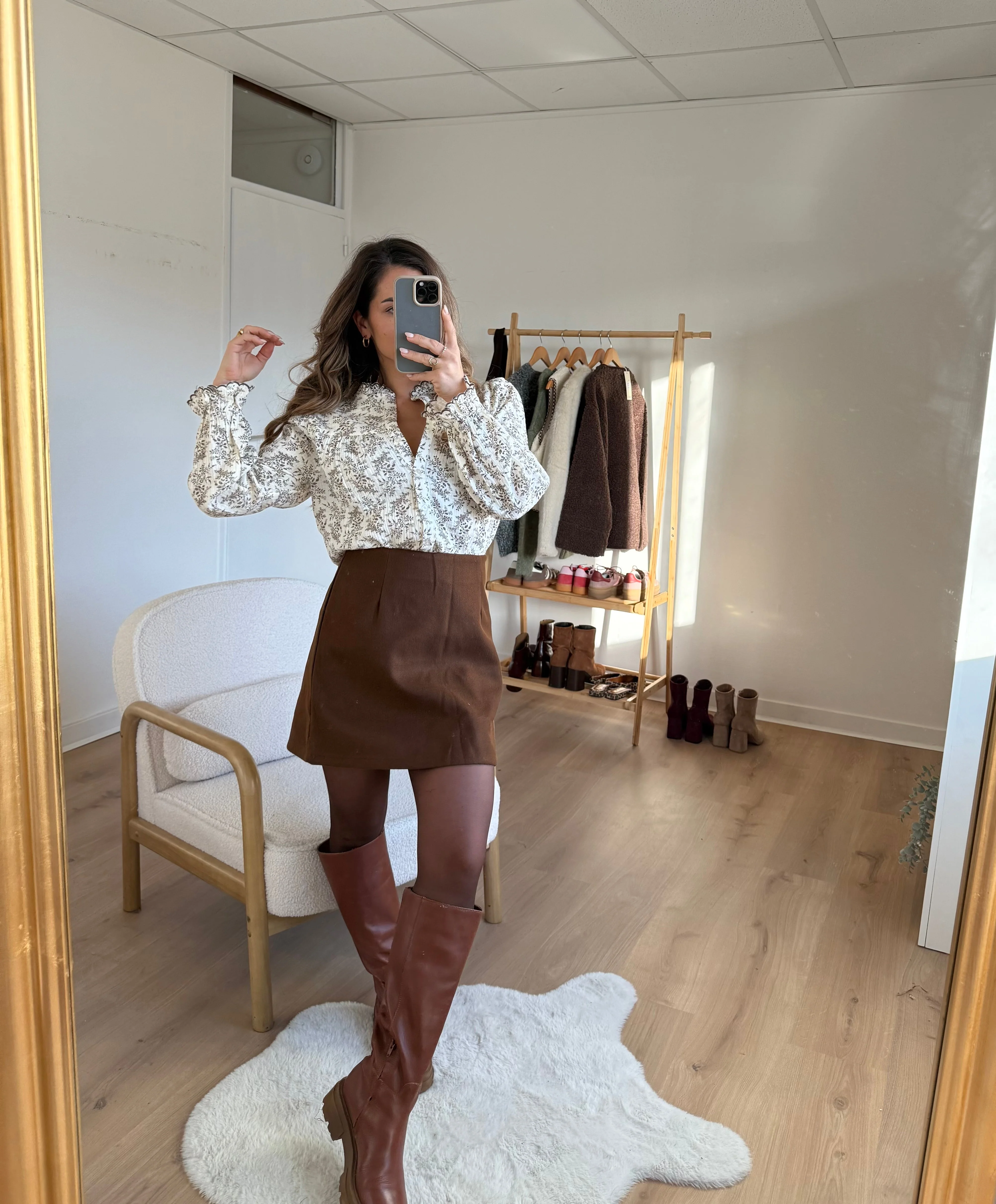 Jupe Effet Laine Lou Chocolat - Image 13