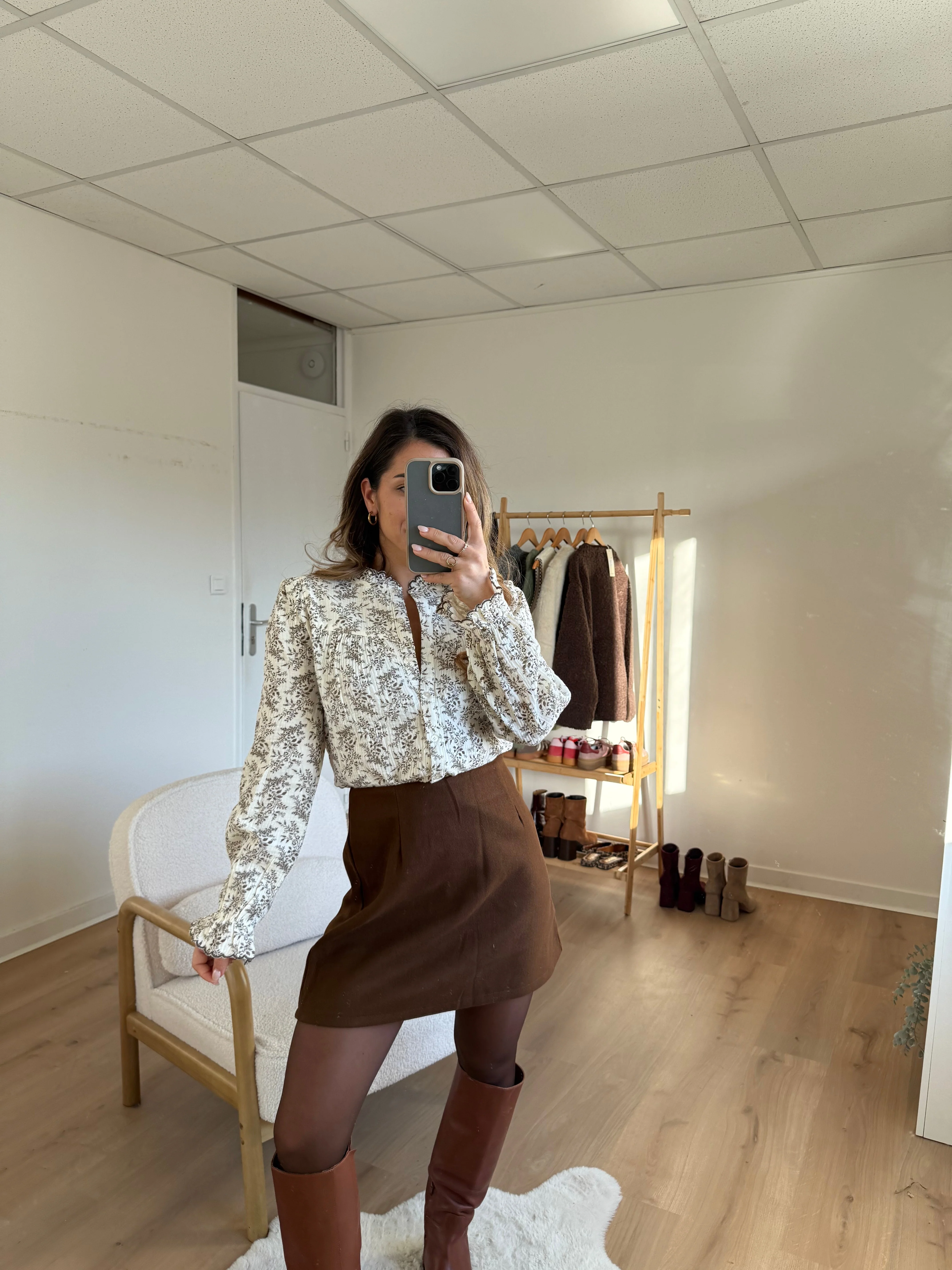 Jupe Effet Laine Lou Chocolat - Image 14