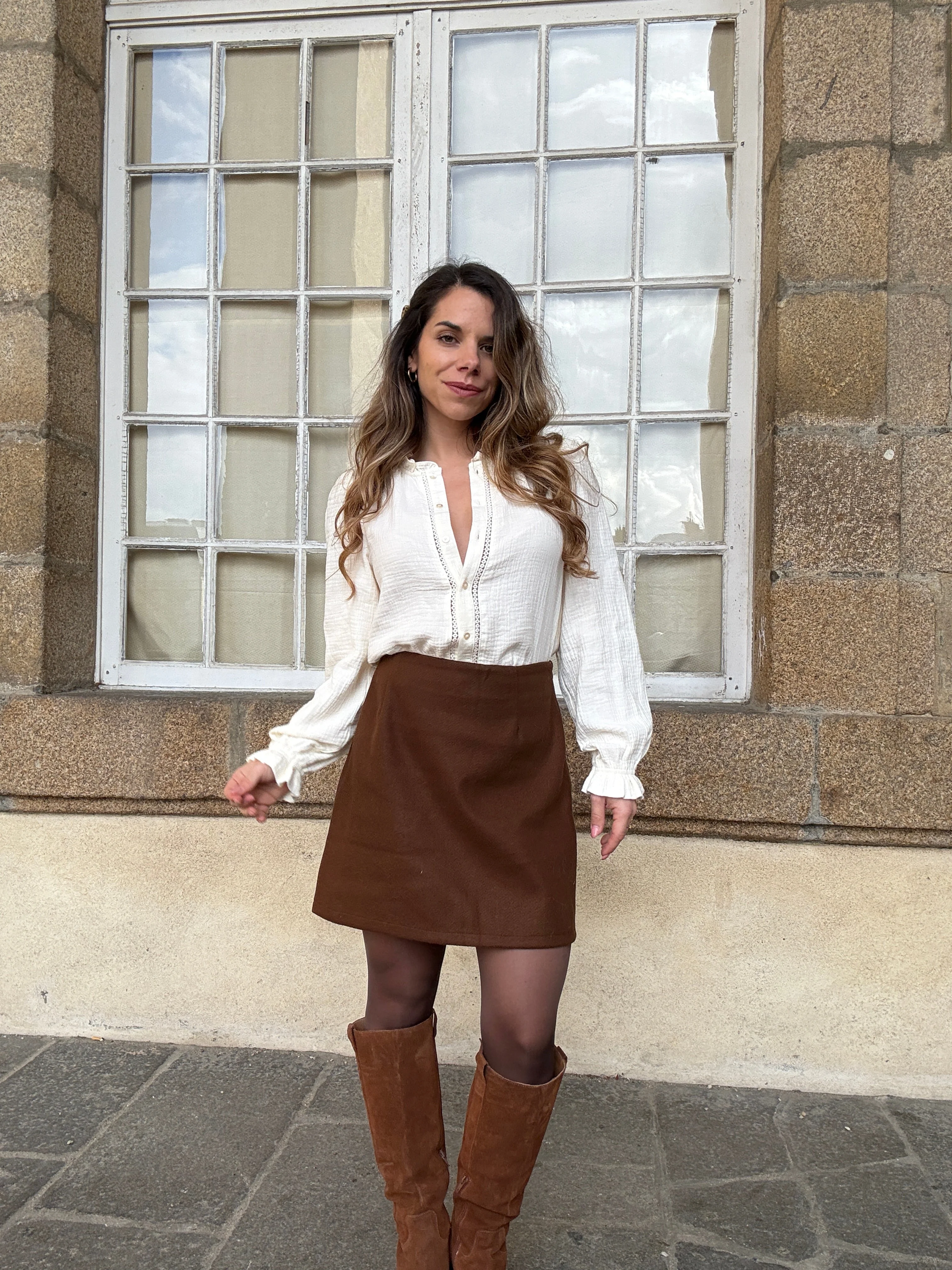 Jupe Effet Laine Lou Chocolat - Image 2