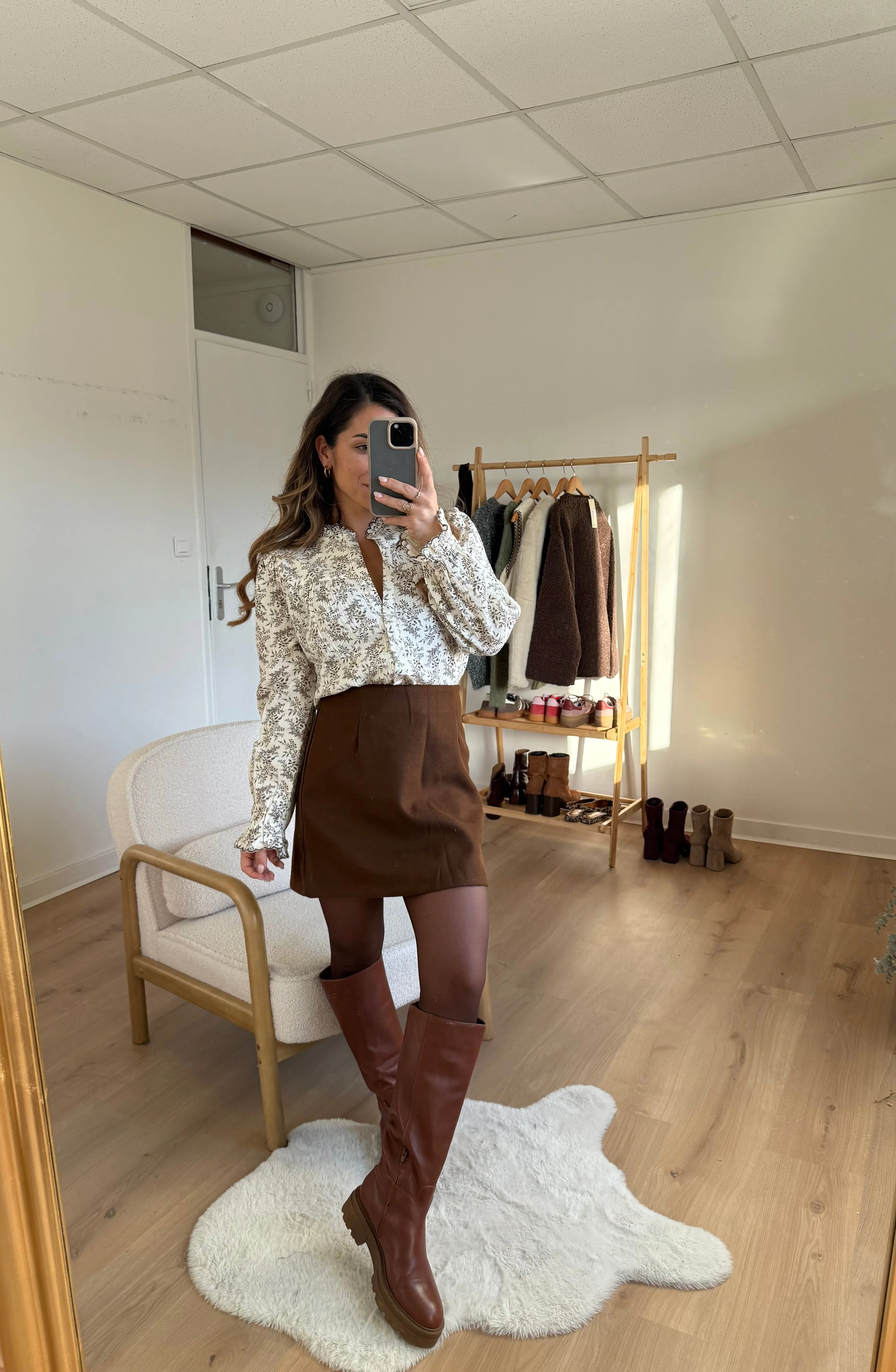 Jupe Effet Laine Lou Chocolat - Image 3