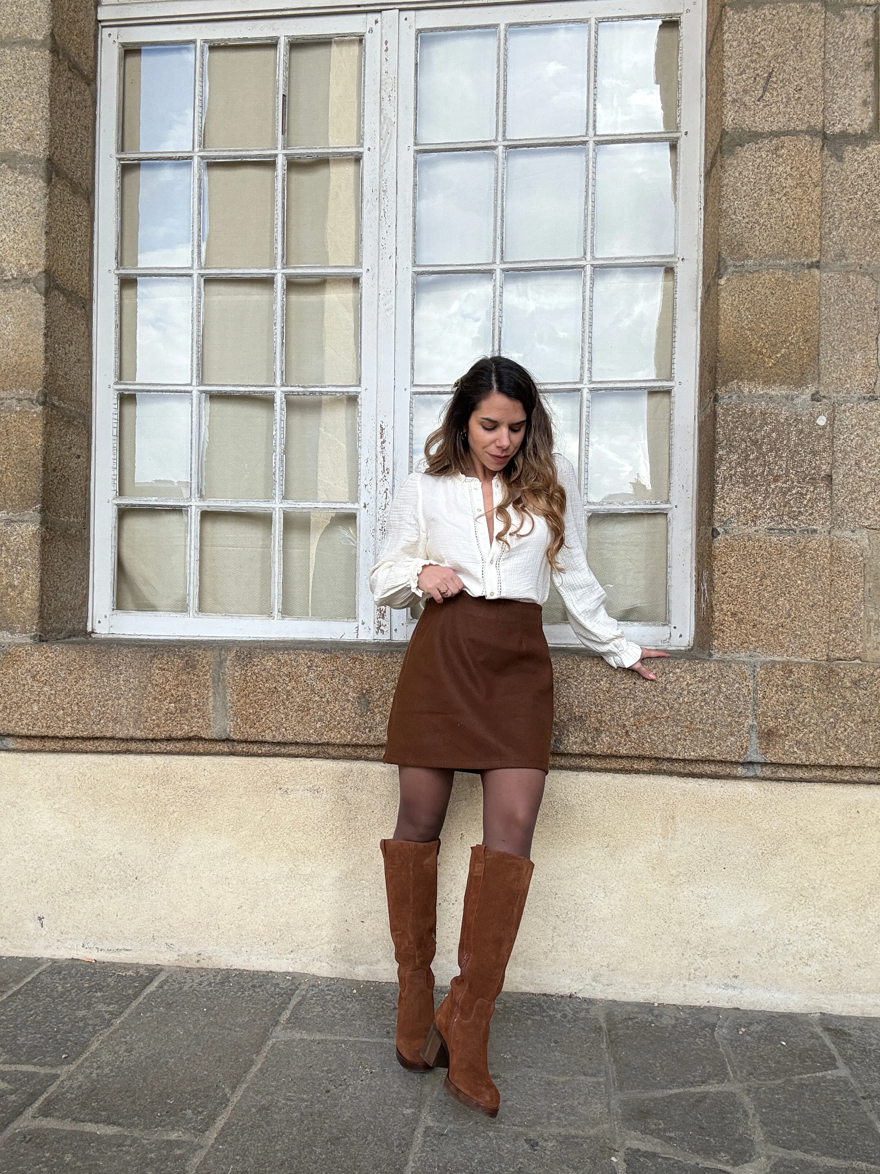 Jupe Effet Laine Lou Chocolat - Image 4