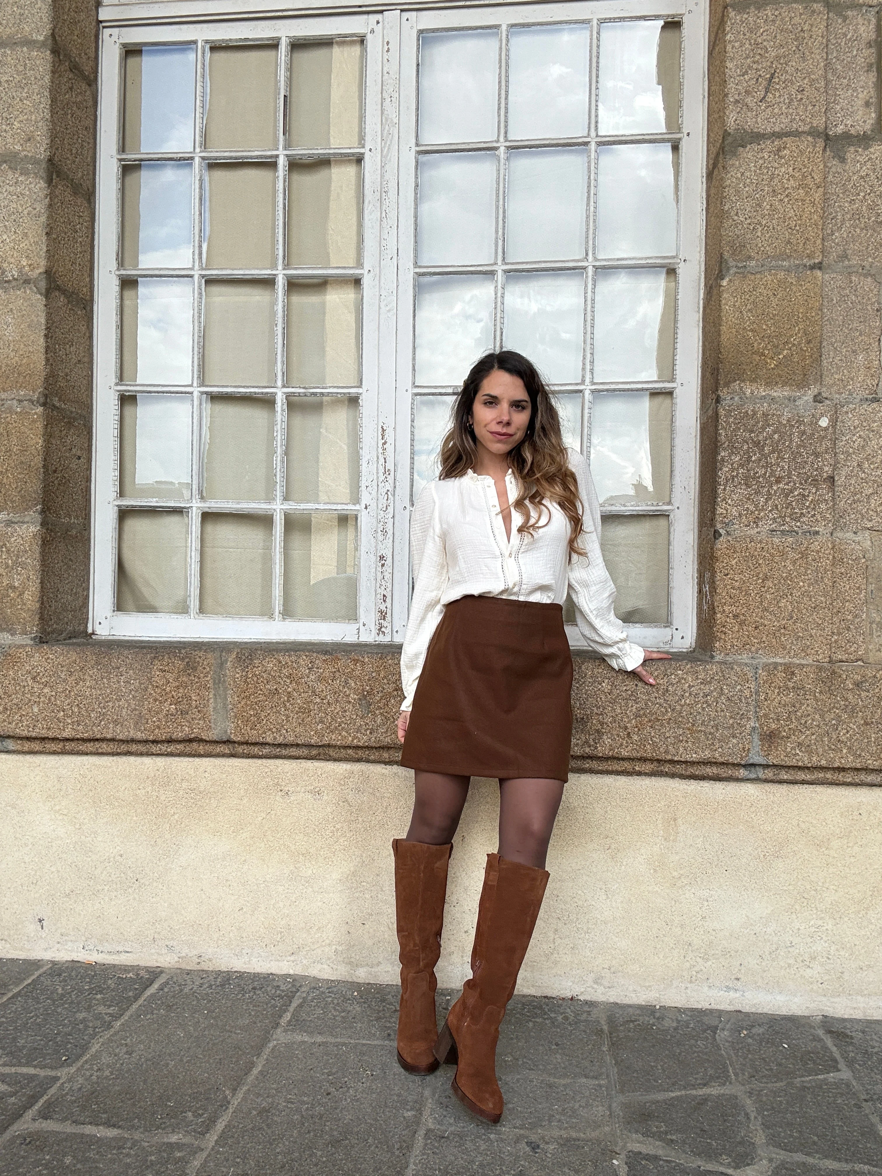 Jupe Effet Laine Lou Chocolat - Image 6