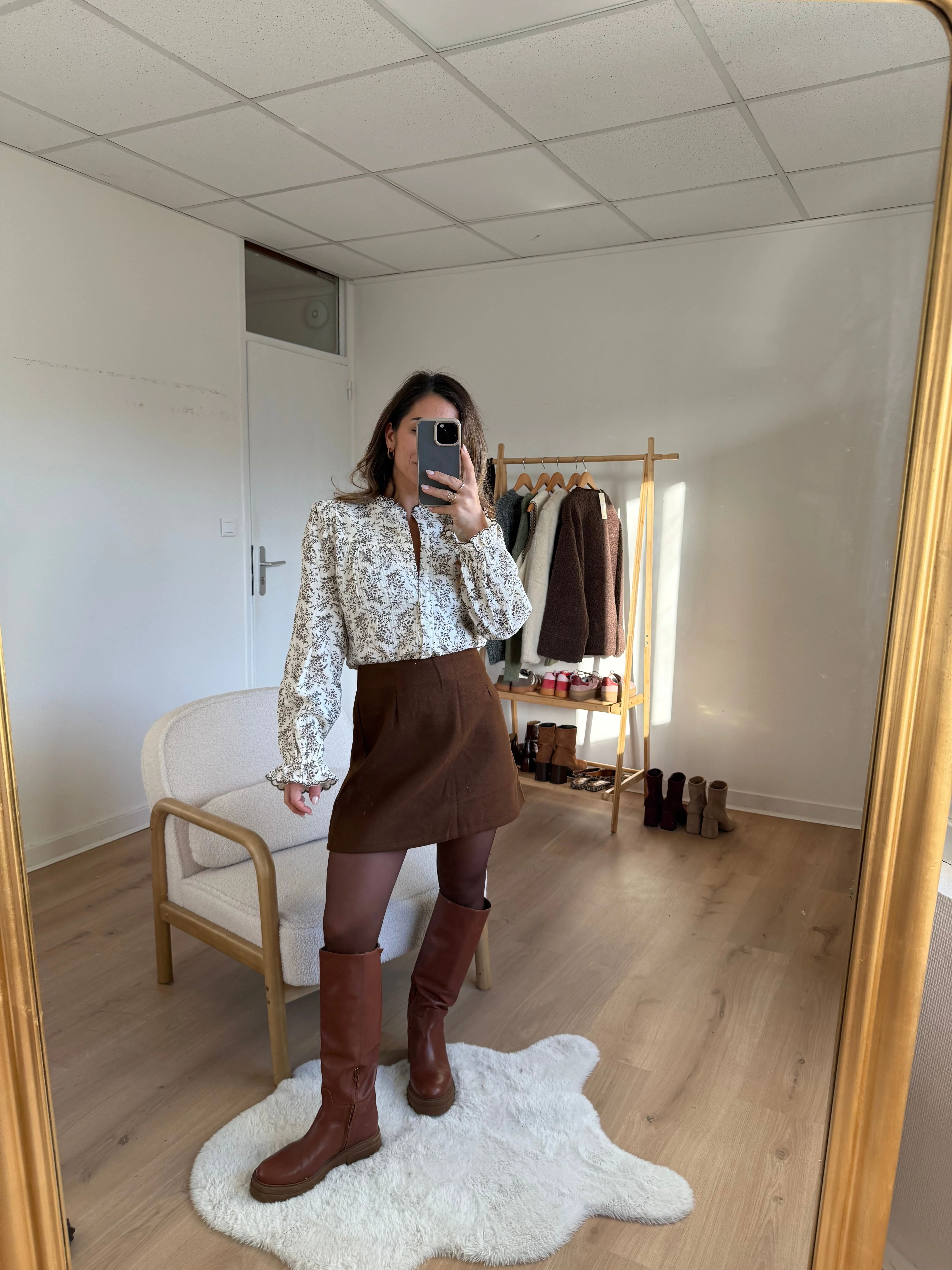 Jupe Effet Laine Lou Chocolat - Image 7