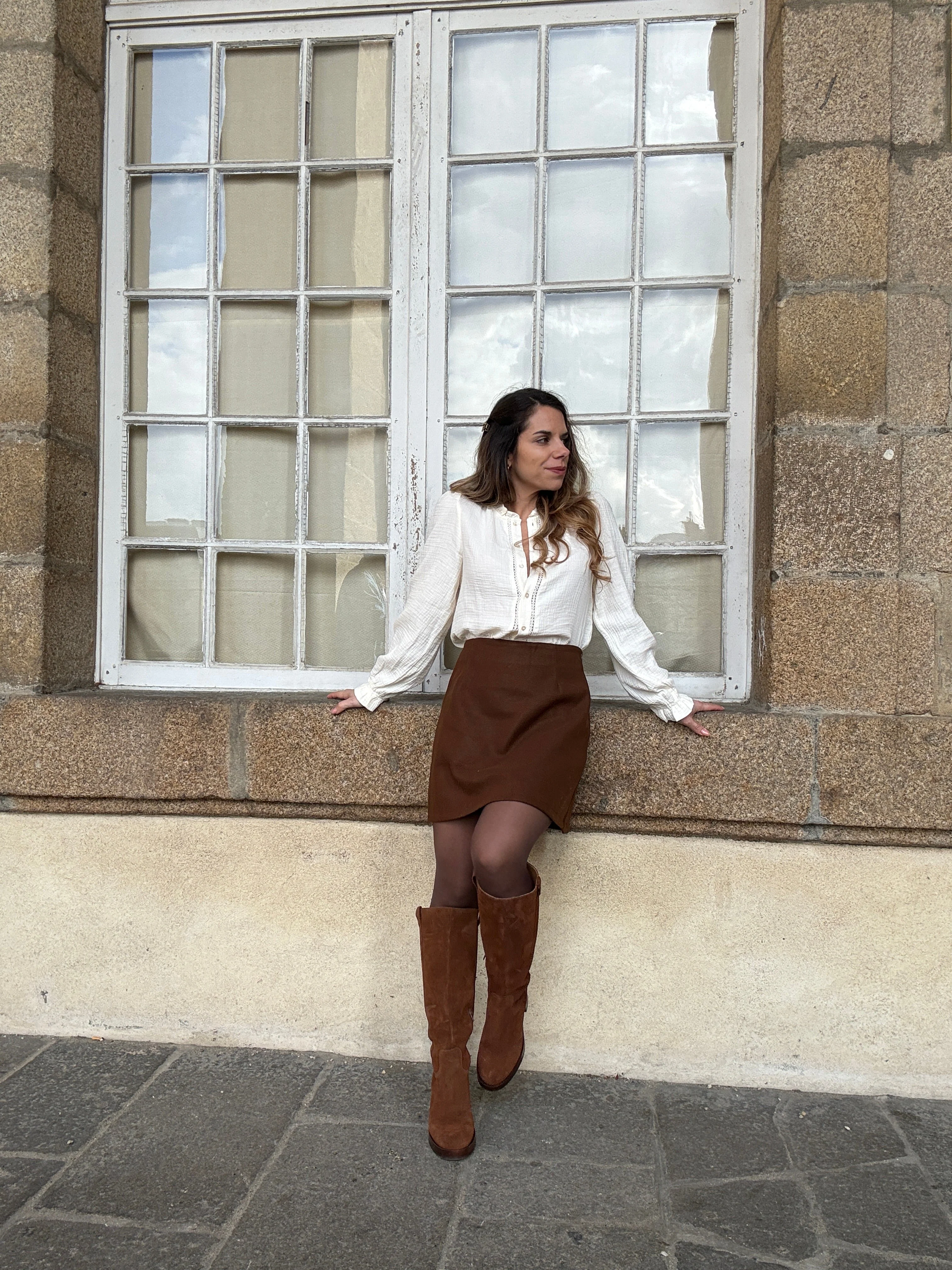 Jupe Effet Laine Lou Chocolat - Image 8